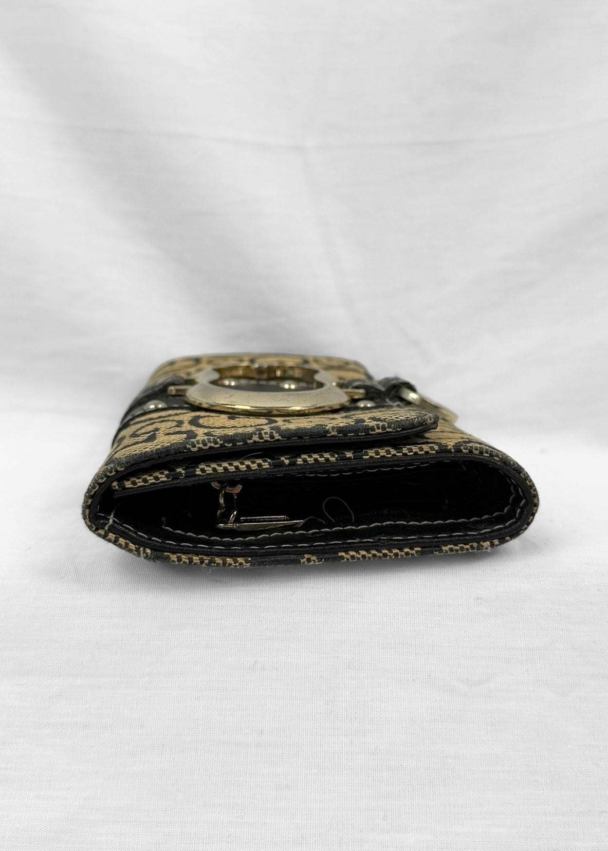 Vintage Guess Wallet in Black Monogram Silver