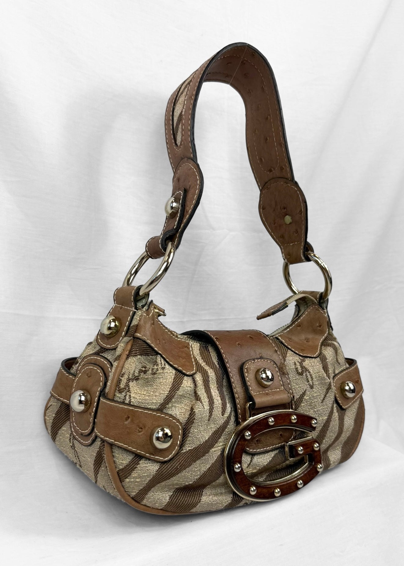 Vintage Guess Bag Brown Zebra Wood