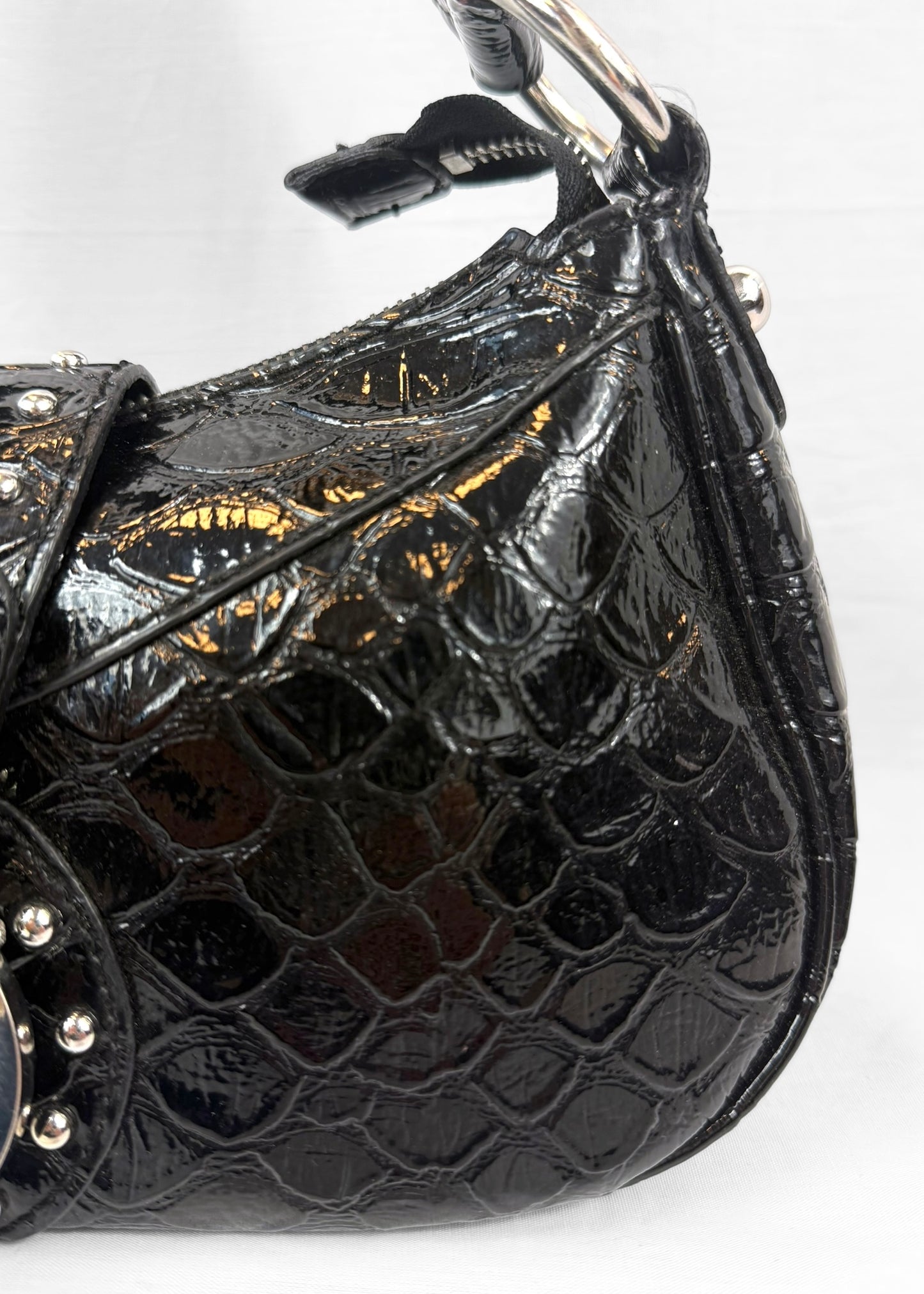 Guess Bag in Black Croco and Silver
