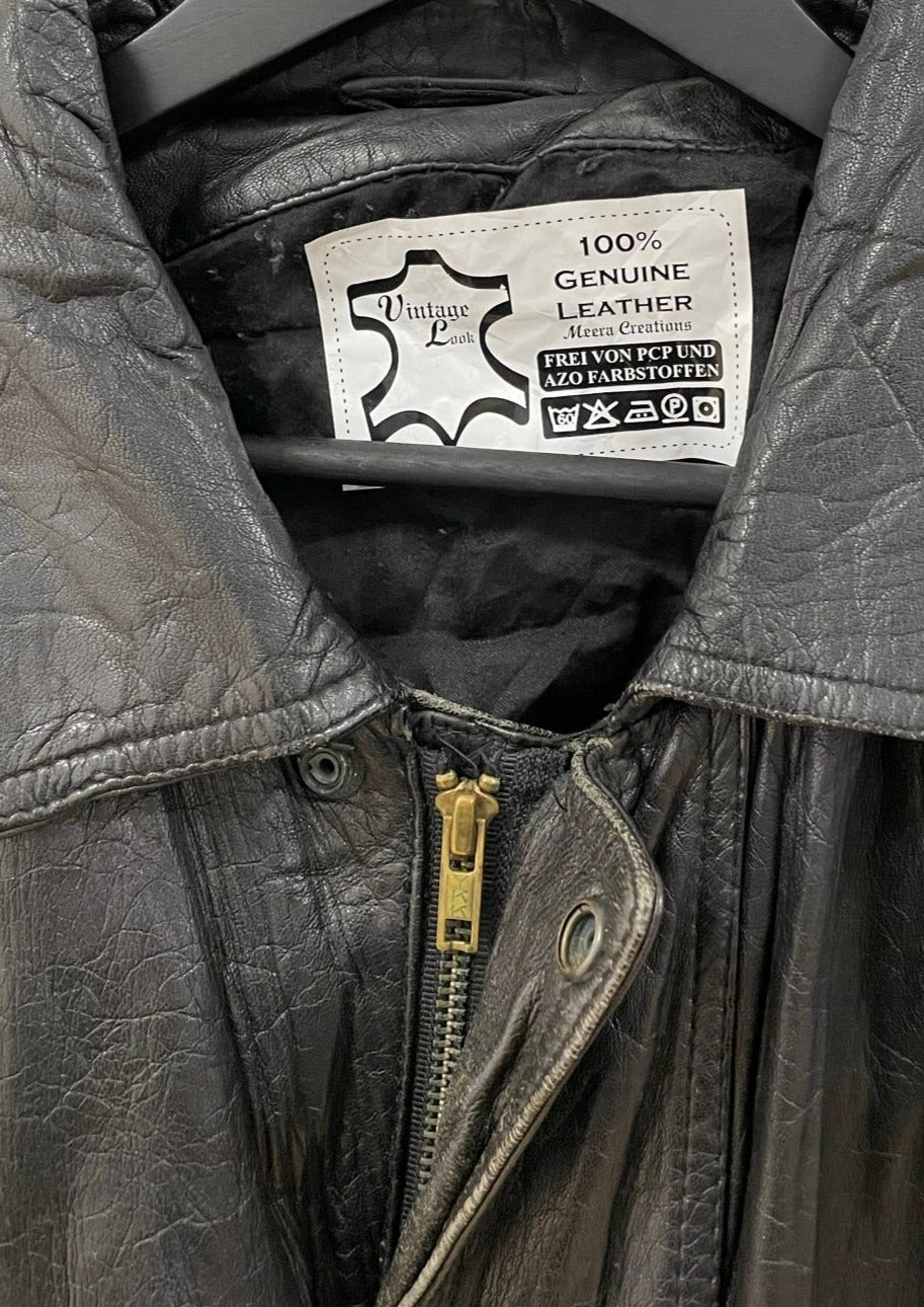 Vintage Leather Bomber Jacket L