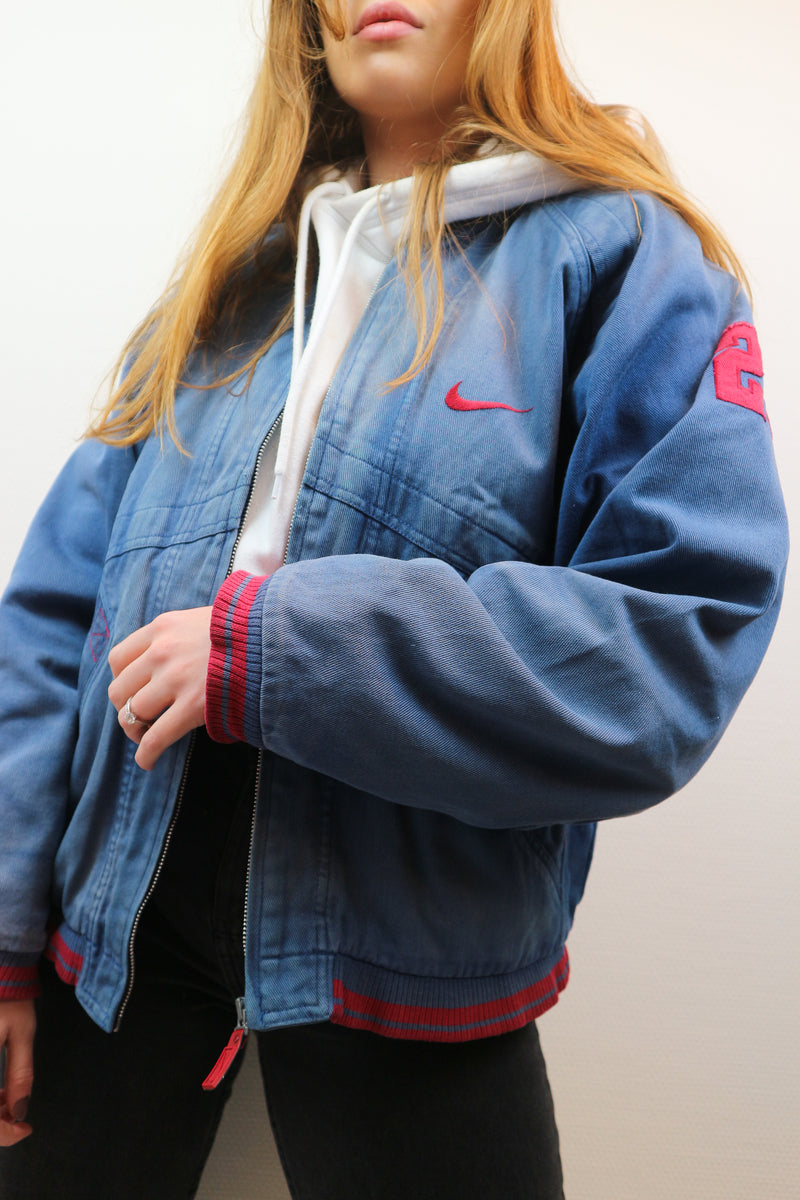 RARE Nike Denim Bomber Jacket M – Thrift On Store