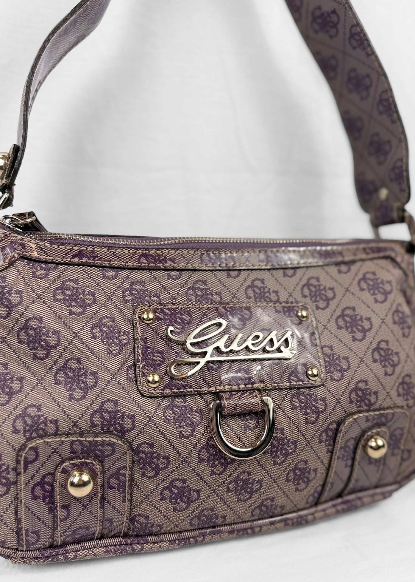 Guess Bag in Purple Monogram and Silver