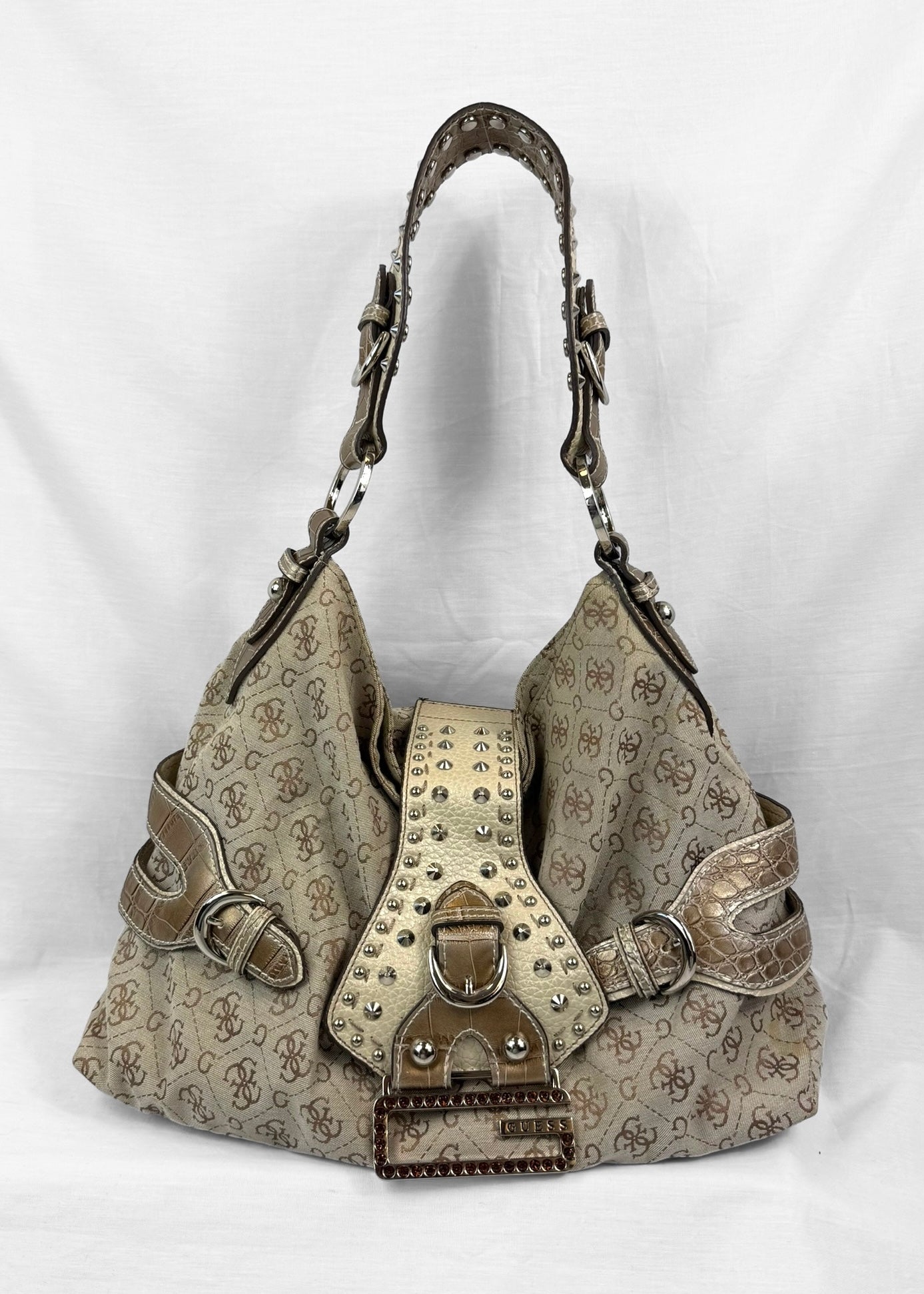 Vintage Rare Guess Bag in Cream Studded Slouchy