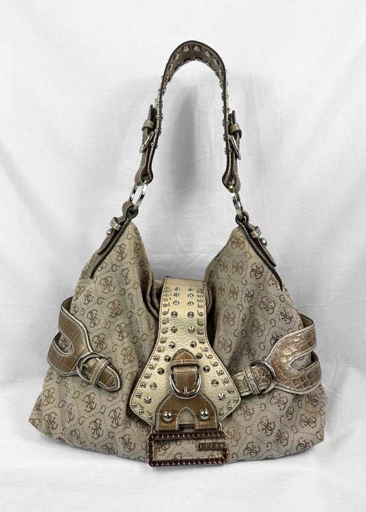 Vintage Rare Guess Bag in Cream Studded Slouchy