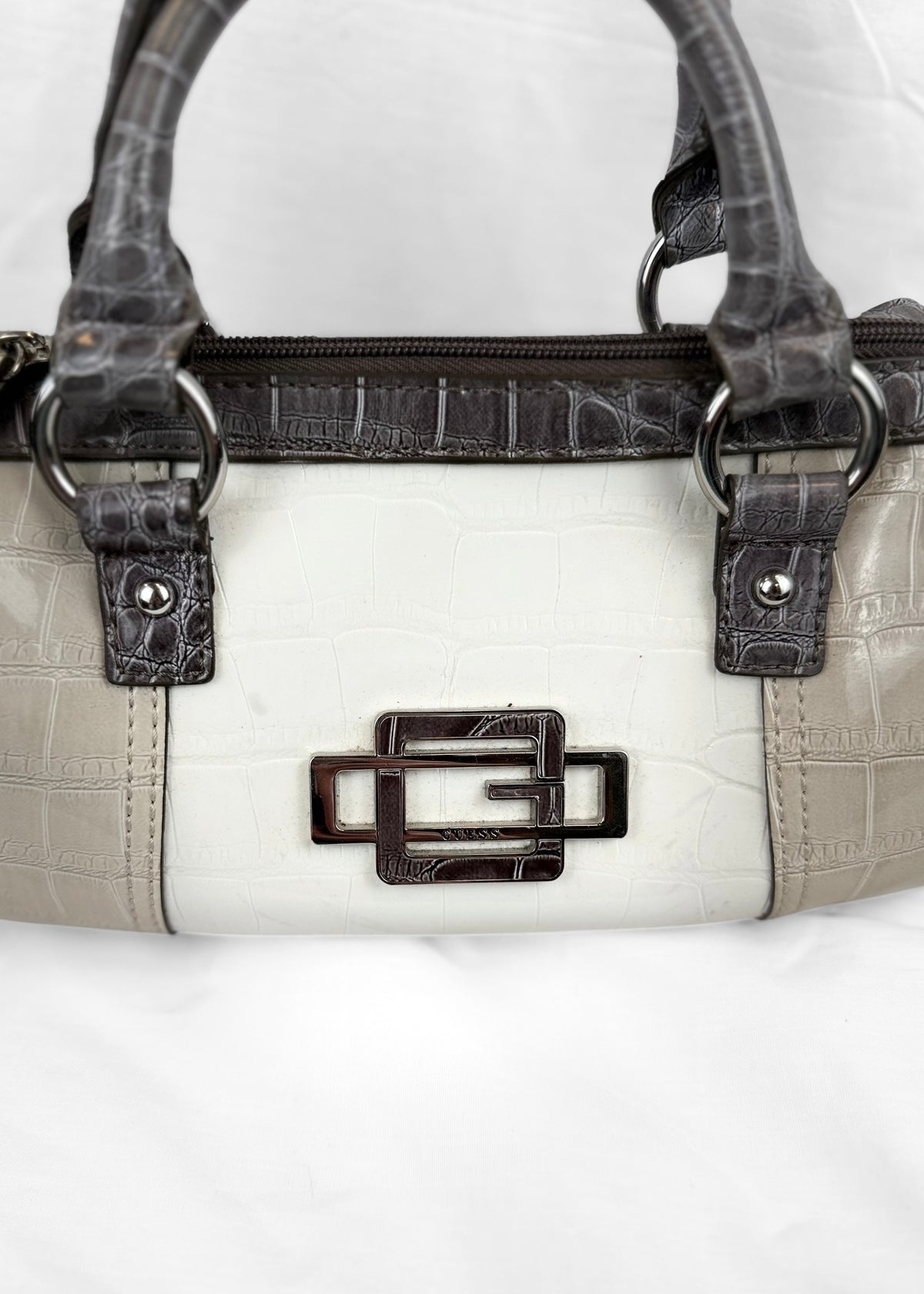 Guess Bag Croco Purple White Cream Bowling