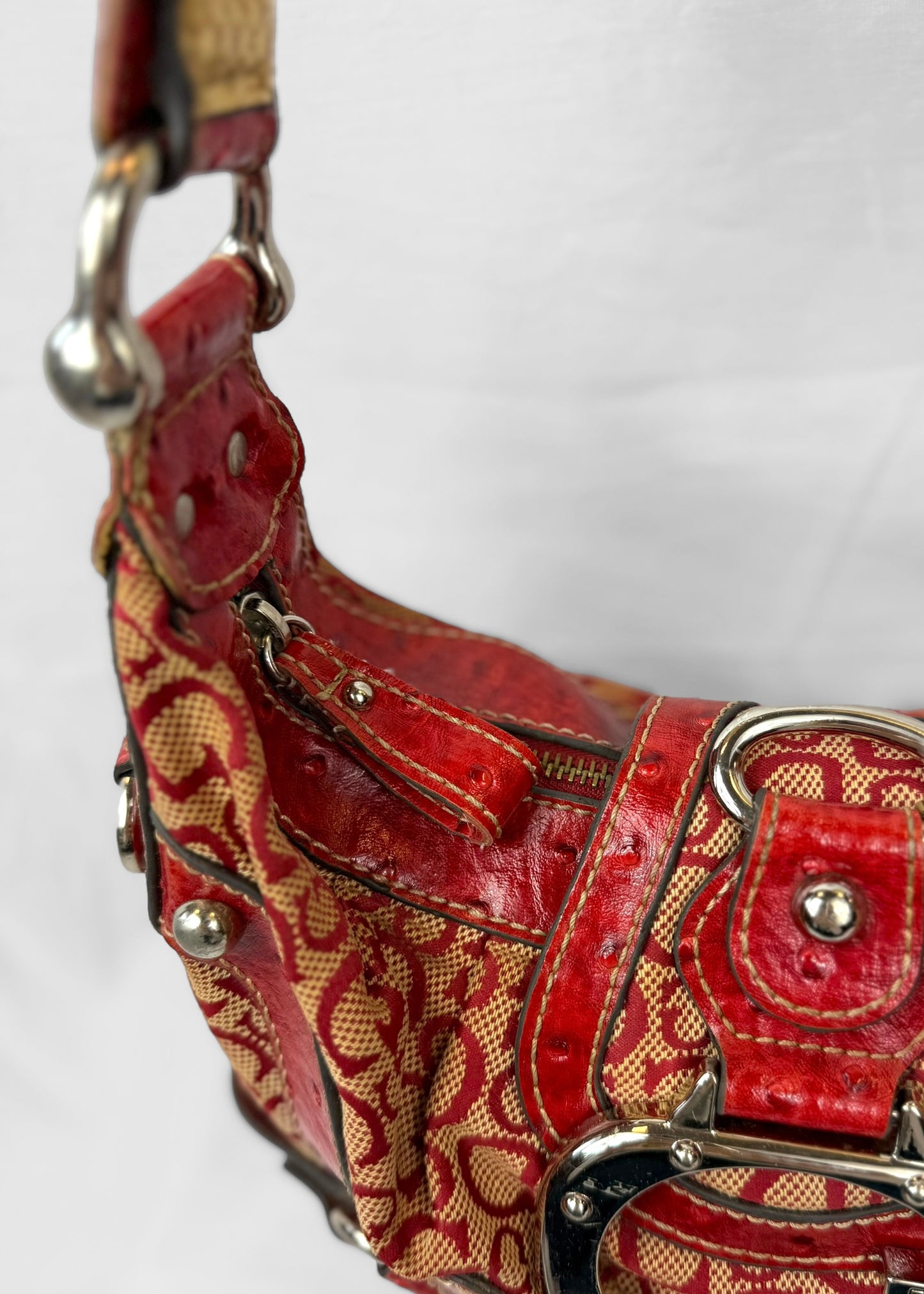 Rare Vintage Guess Bag in Red Monogram with G Buckle