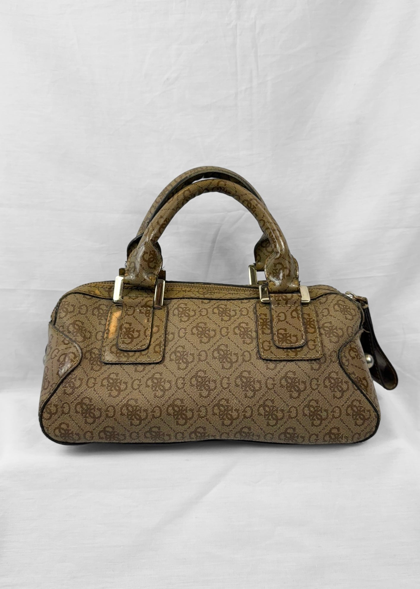 Vintage Guess Bag Brown Monogram with Heart Charm