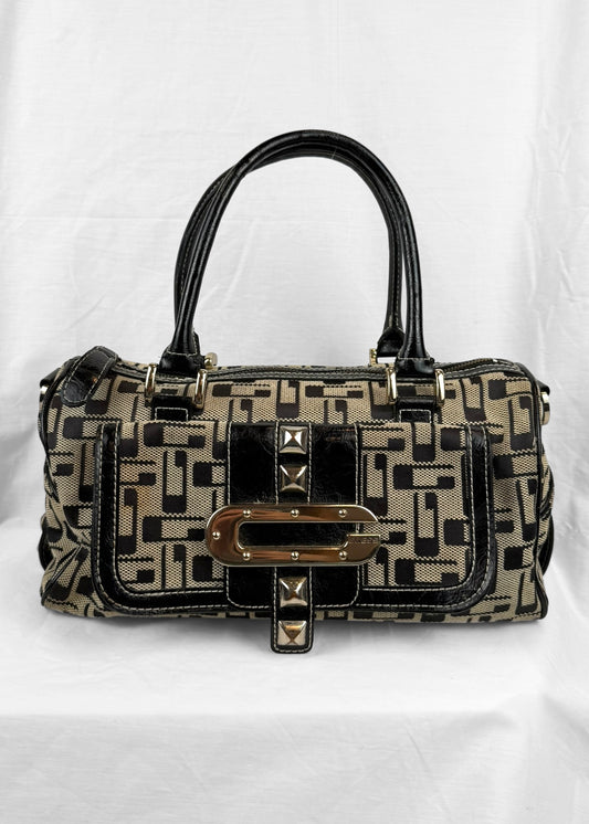 Vintage Guess 00´s Bag Studded in Black Beige Monogram