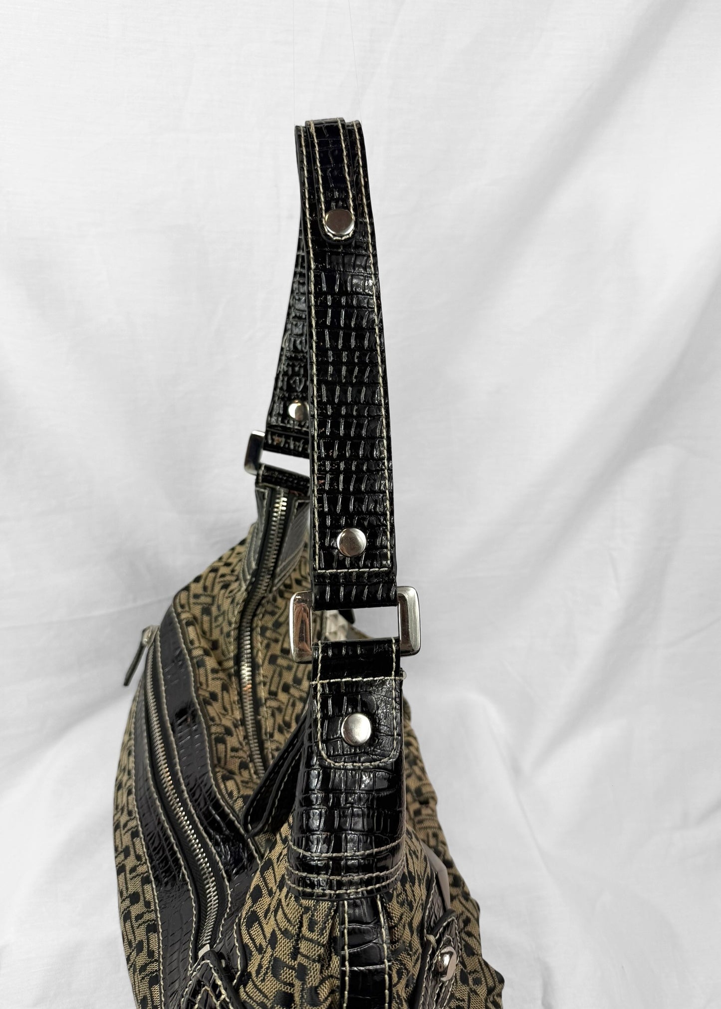 Vintage Guess Black Monogram Studded Shoulderbag