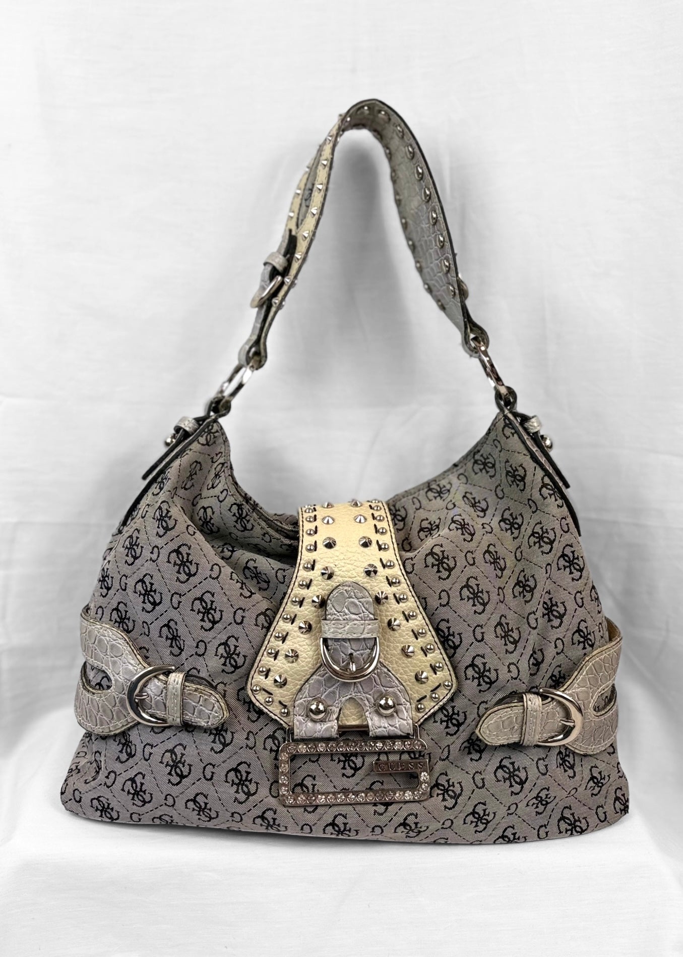 Vintage Guess Bag in Grey Studded Slouchy