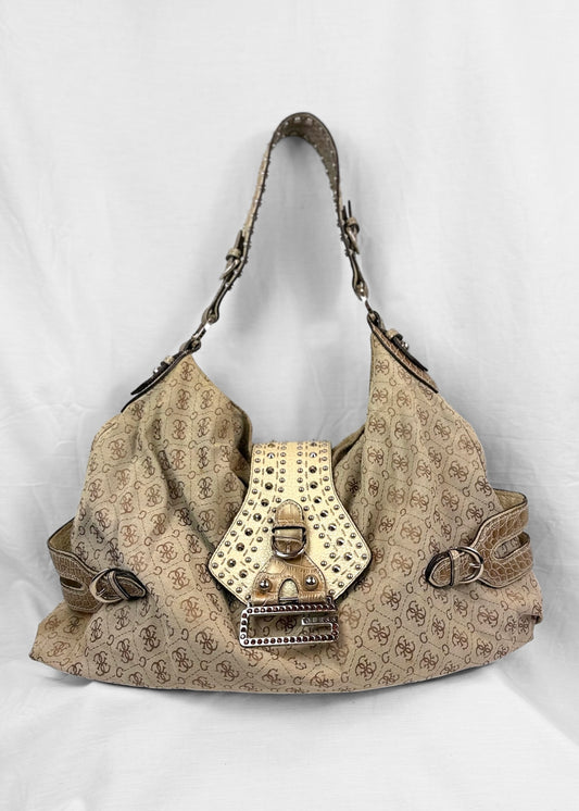Vintage Guess Bag in Cream with Studs