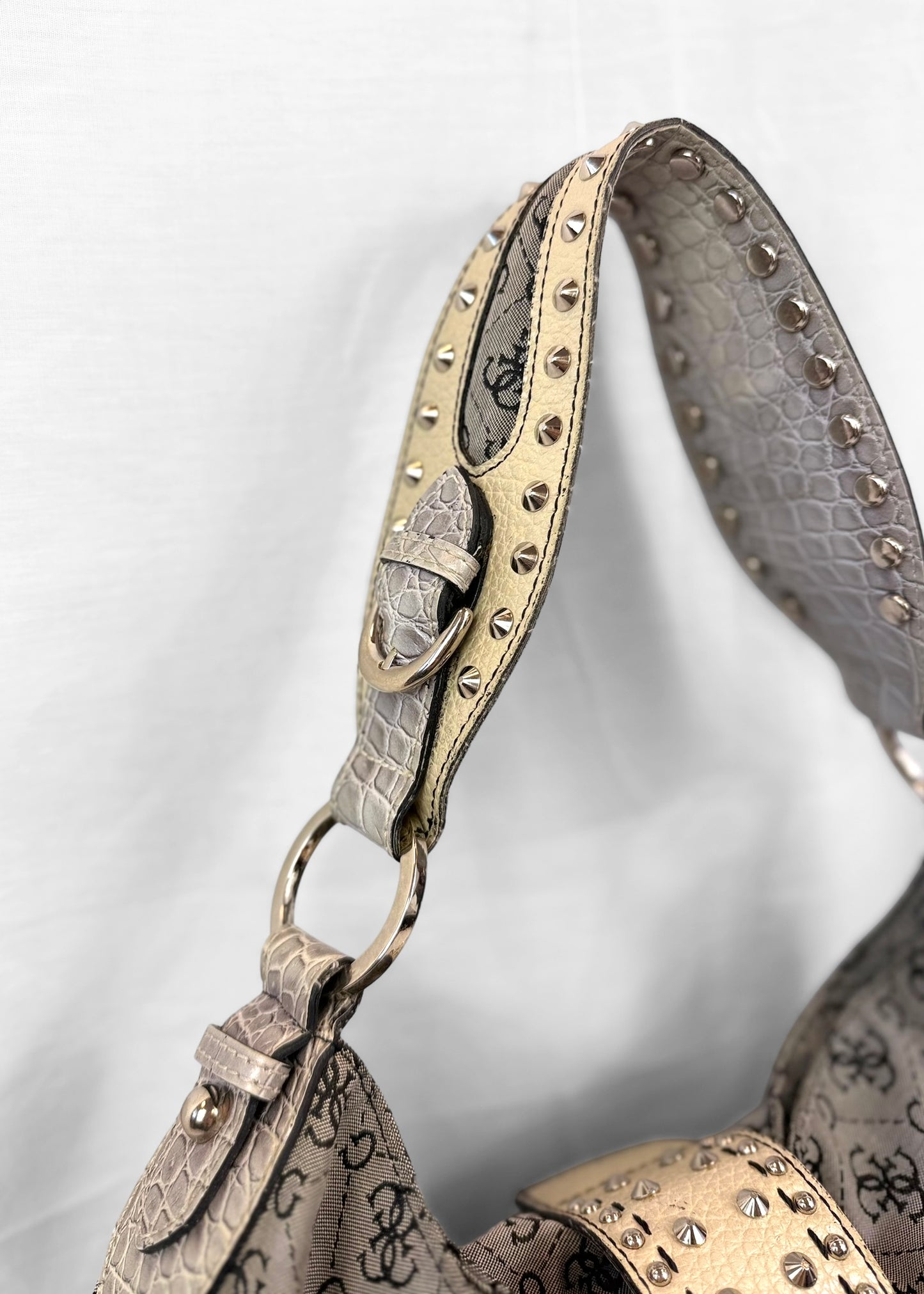 Vintage Guess Bag in Grey Studded Slouchy