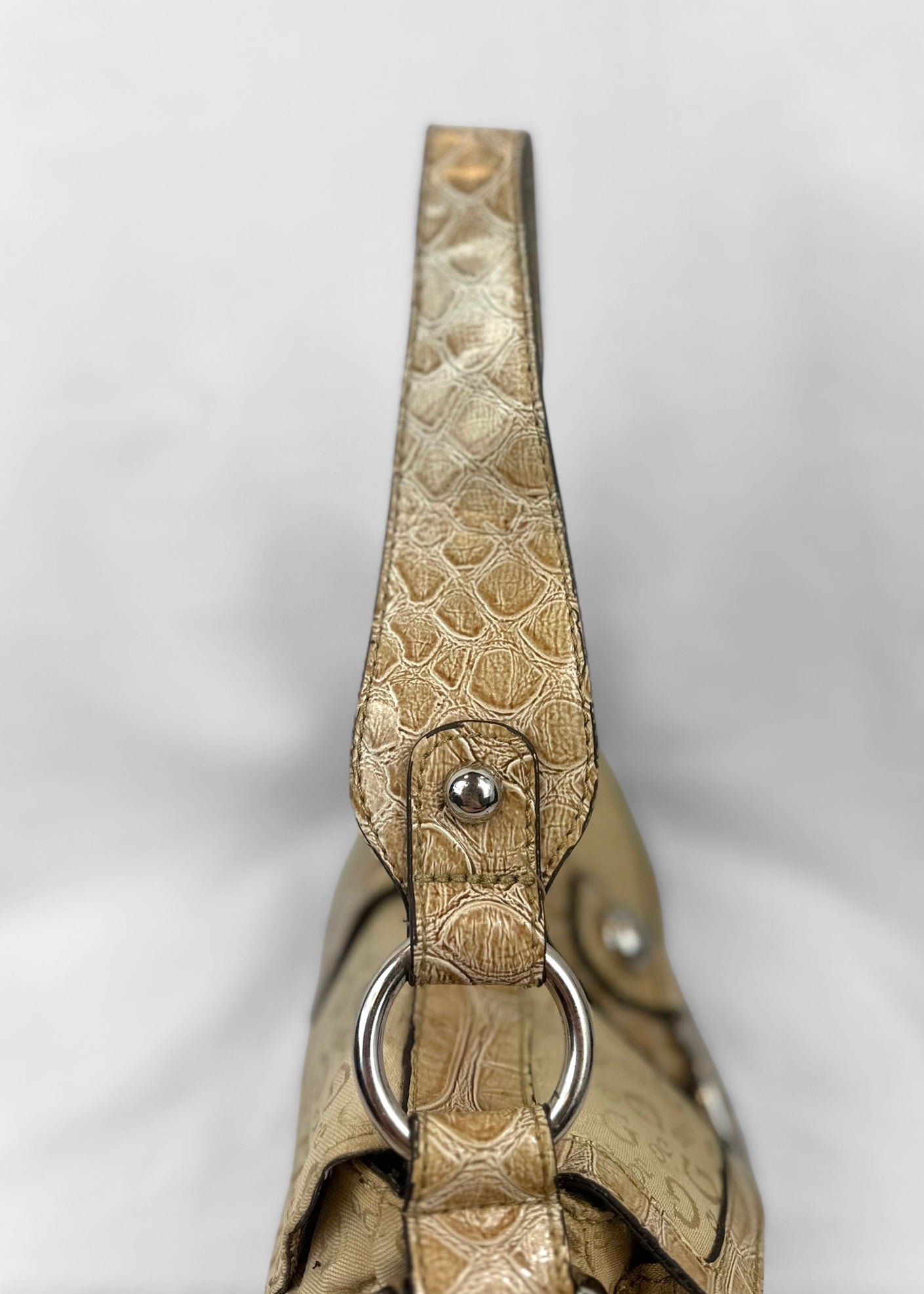 Vintage Guess Bag in Cream Monogram and Silver G