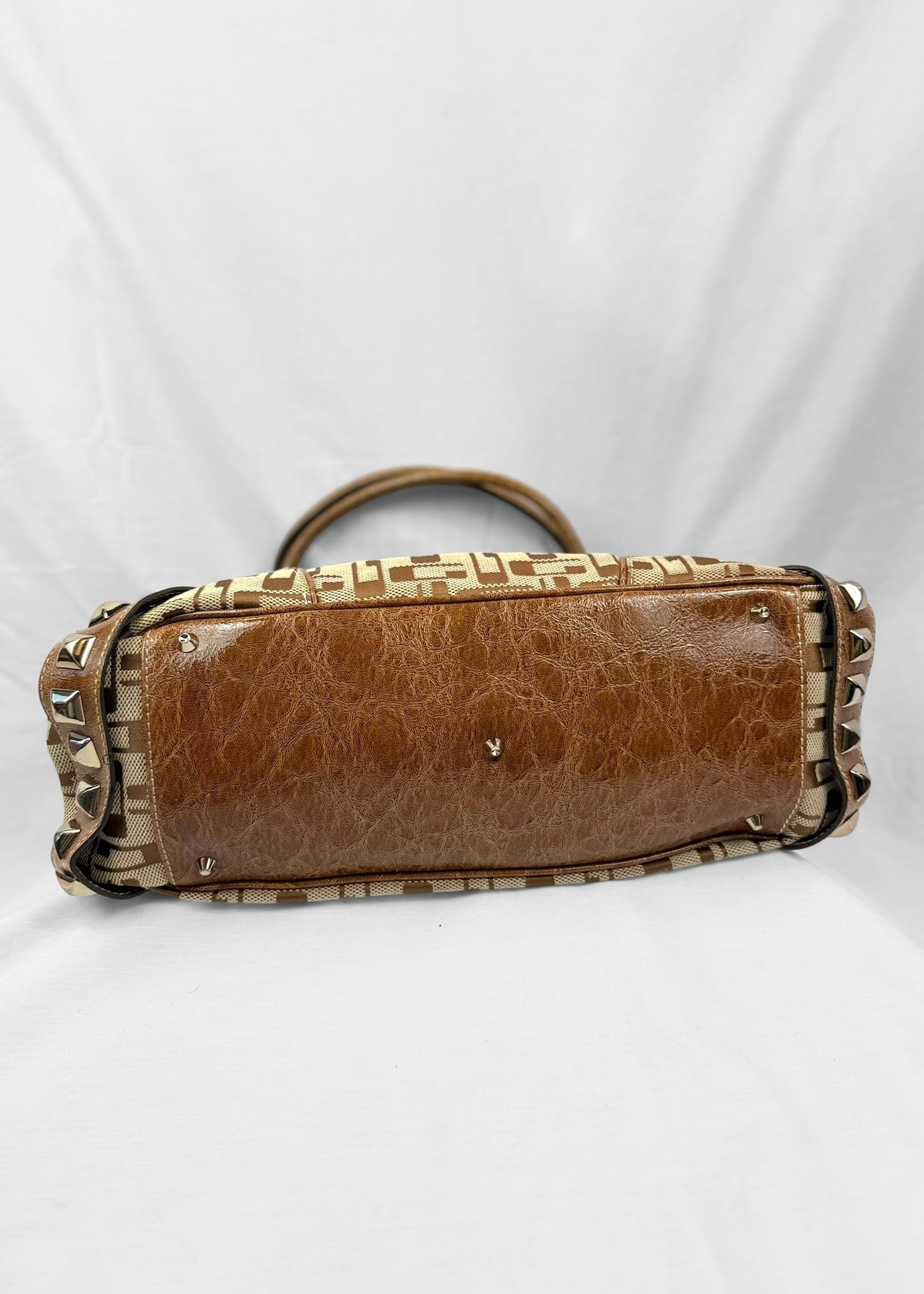 Vintage Guess Bag in Brown Monogram Silver Details