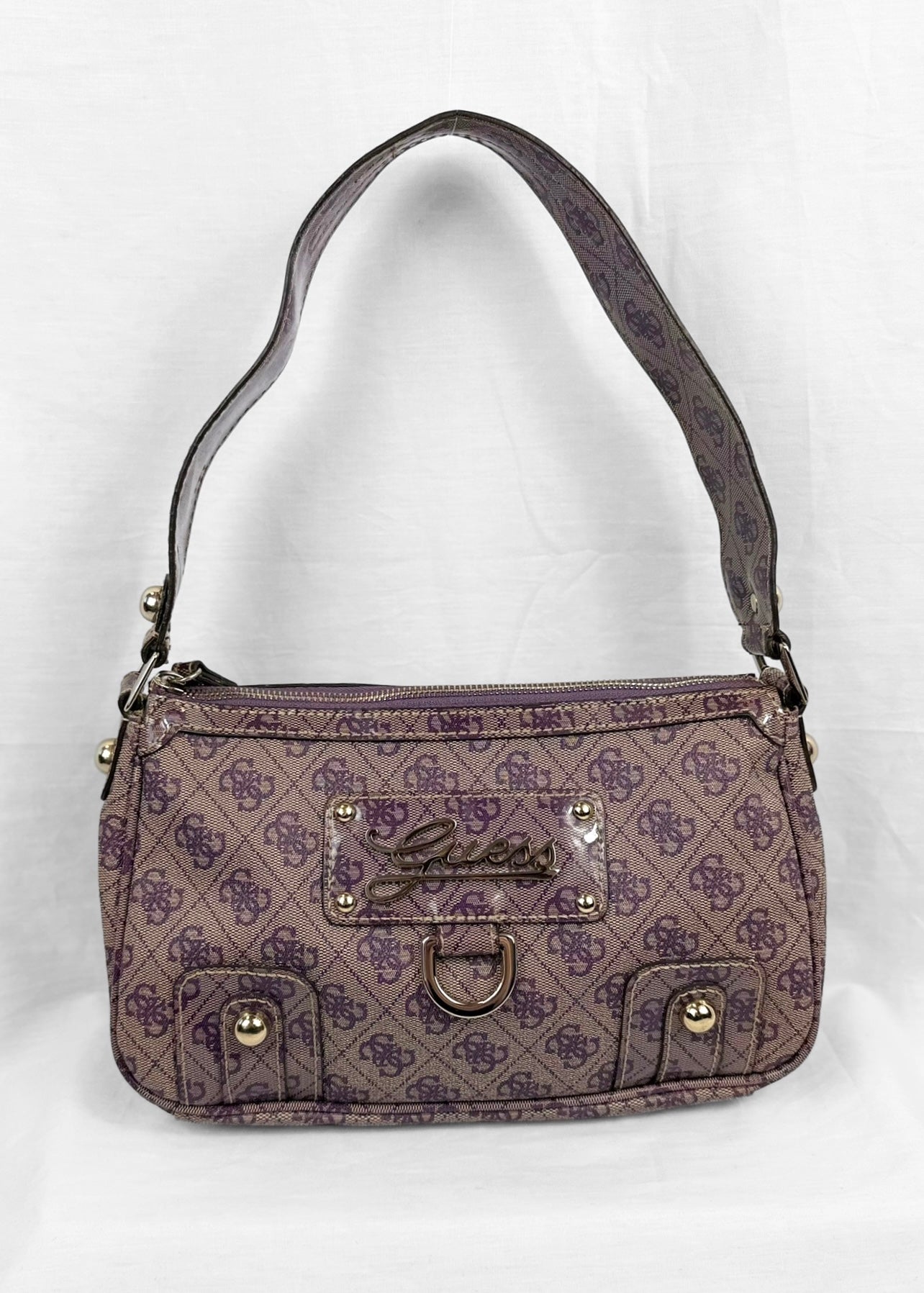 Guess Bag in Purple Monogram and Silver