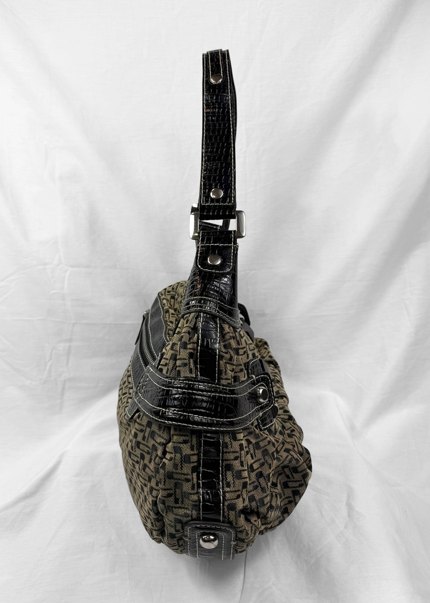 Vintage Guess Black Monogram Studded Shoulderbag
