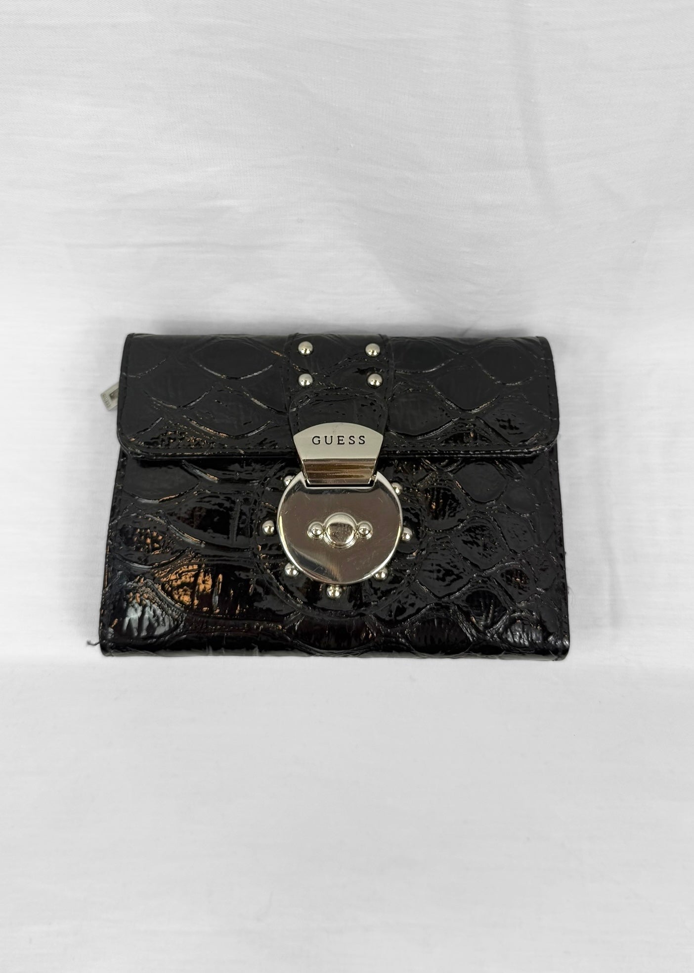 Guess Wallet in Black Croco and Silver