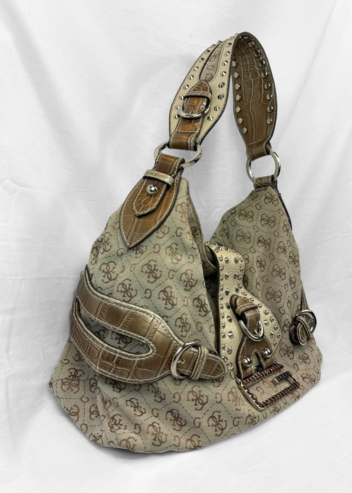 Vintage Rare Guess Bag in Cream Studded Slouchy