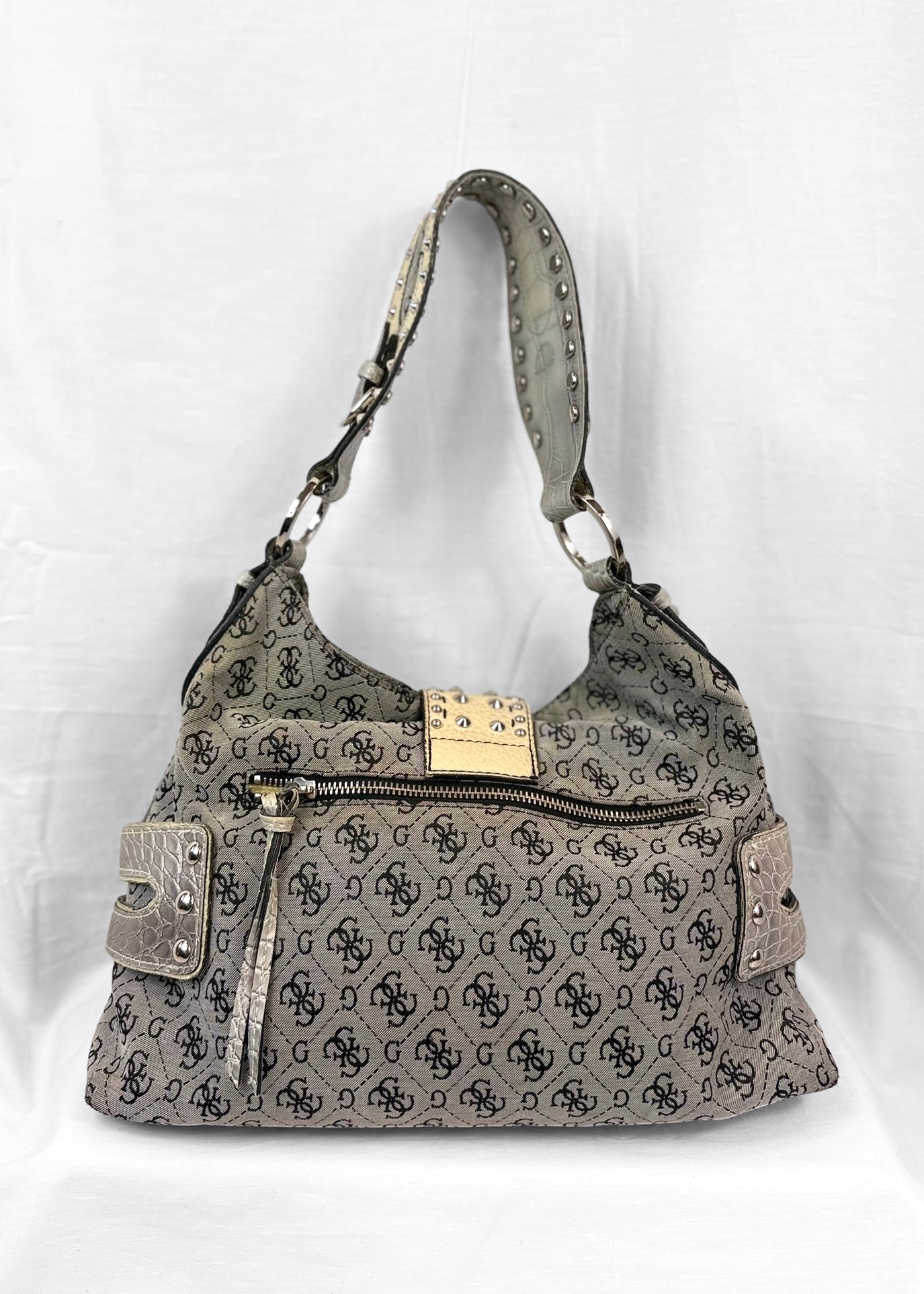 Vintage Guess Bag in Grey Studded Slouchy
