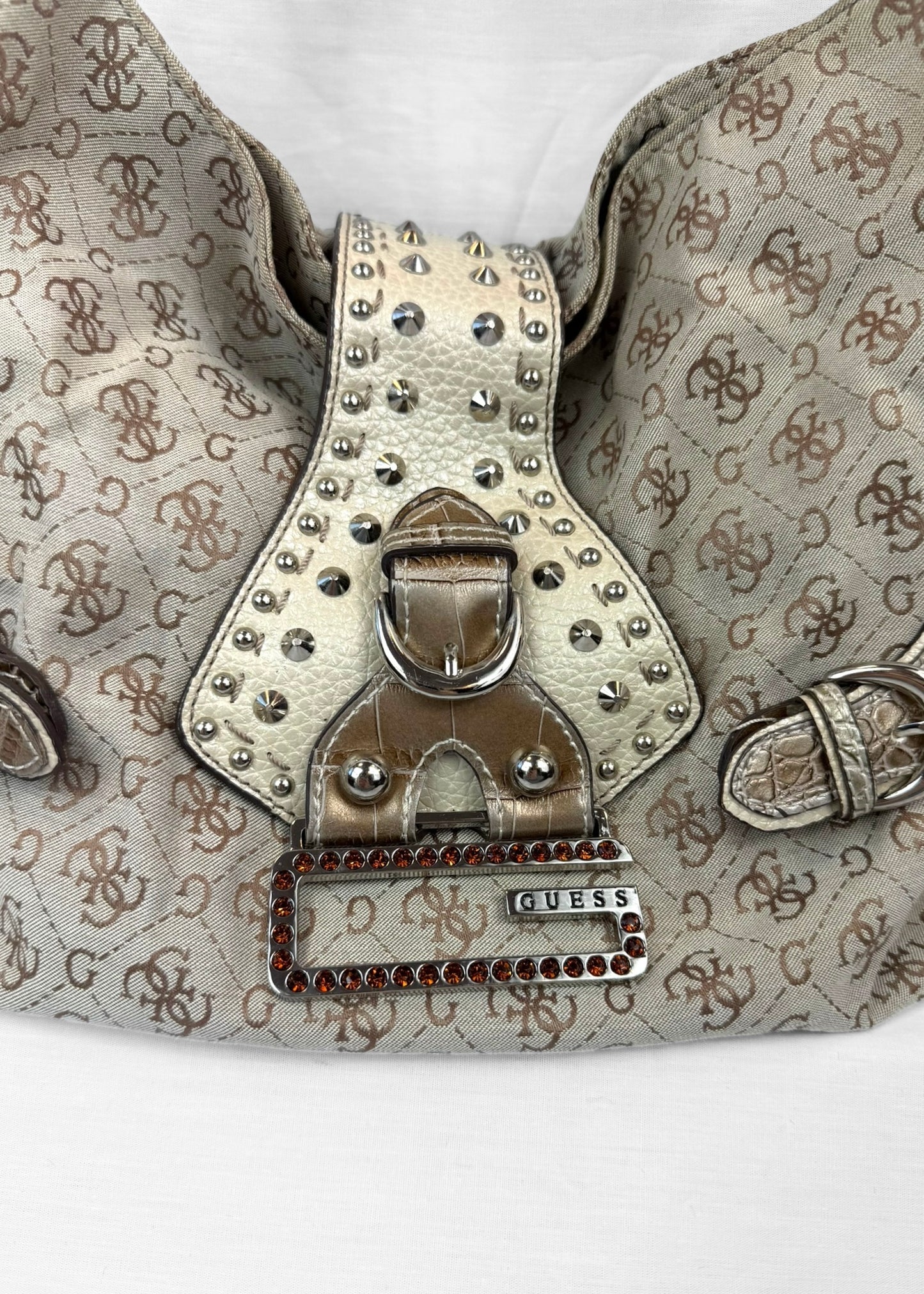 Vintage Rare Guess Bag in Cream Studded Slouchy