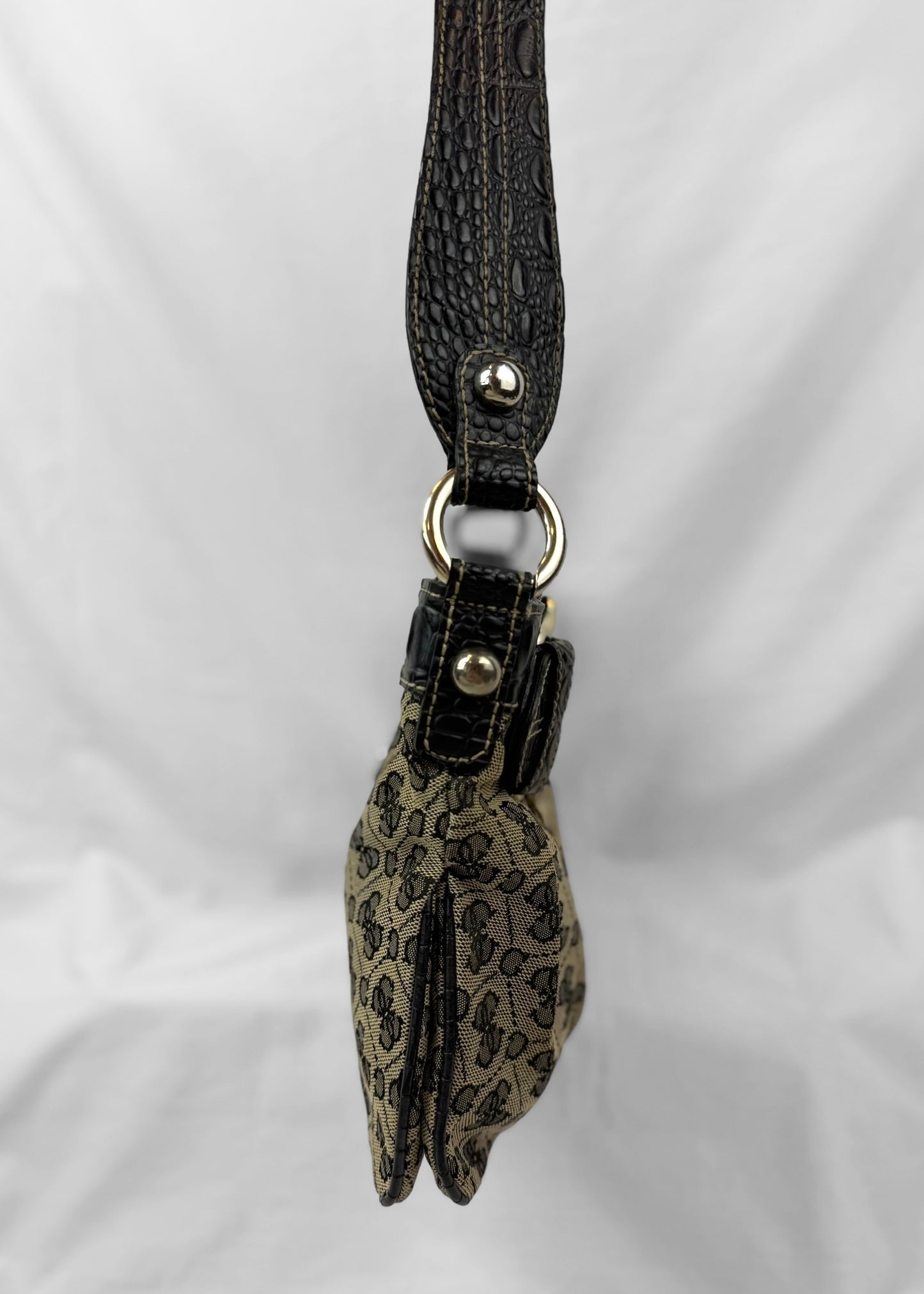 Vintage Guess Bag Black Monogram Buckle G