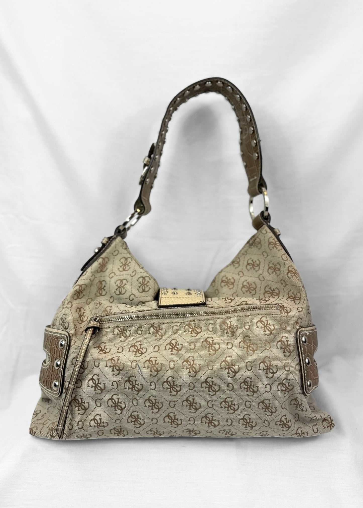 Vintage Rare Guess Bag in Cream Studded Slouchy