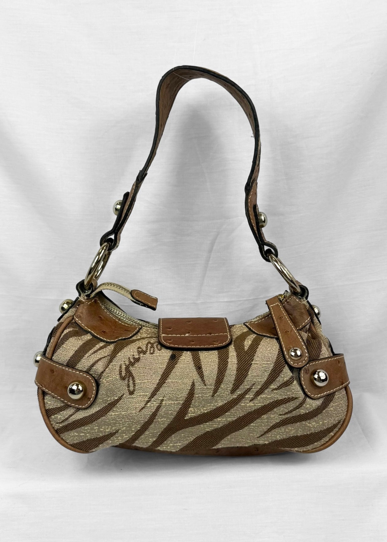 Vintage Guess Bag Brown Zebra Wood