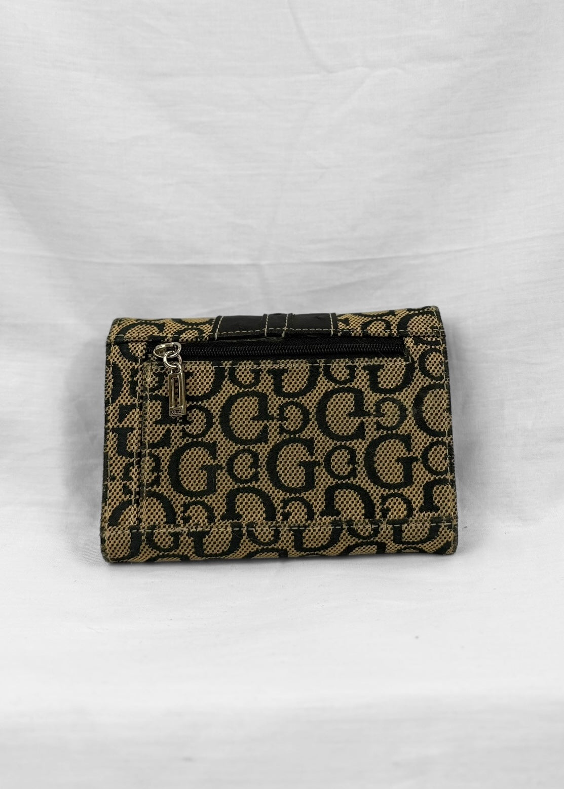 Vintage Guess Wallet in Black Monogram Silver