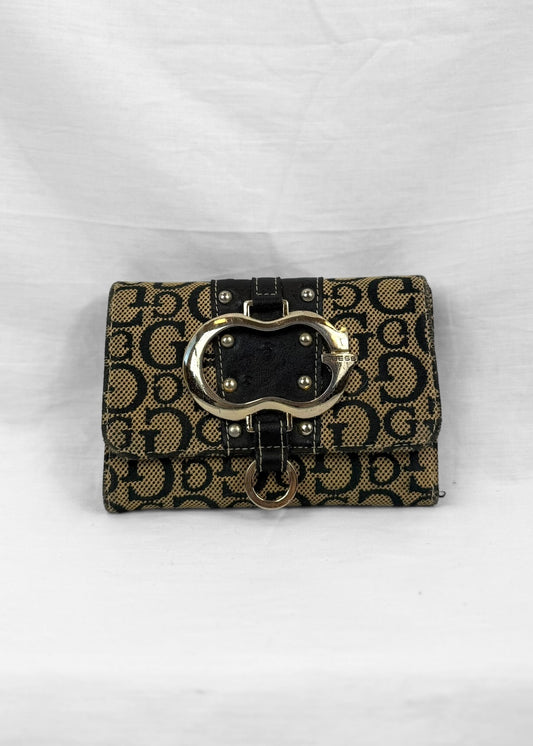 Vintage Guess Wallet in Black Monogram Silver