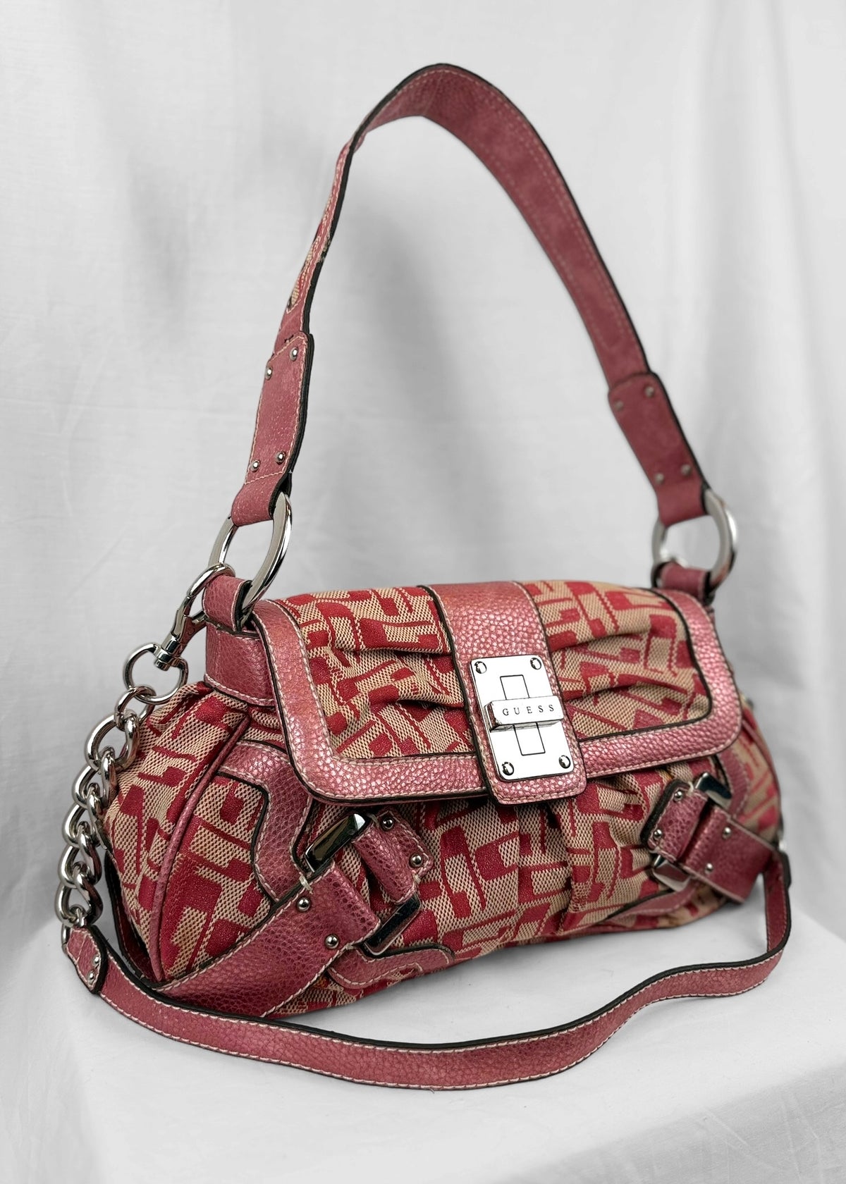 Vintage Guess Bag in Pink and Silver