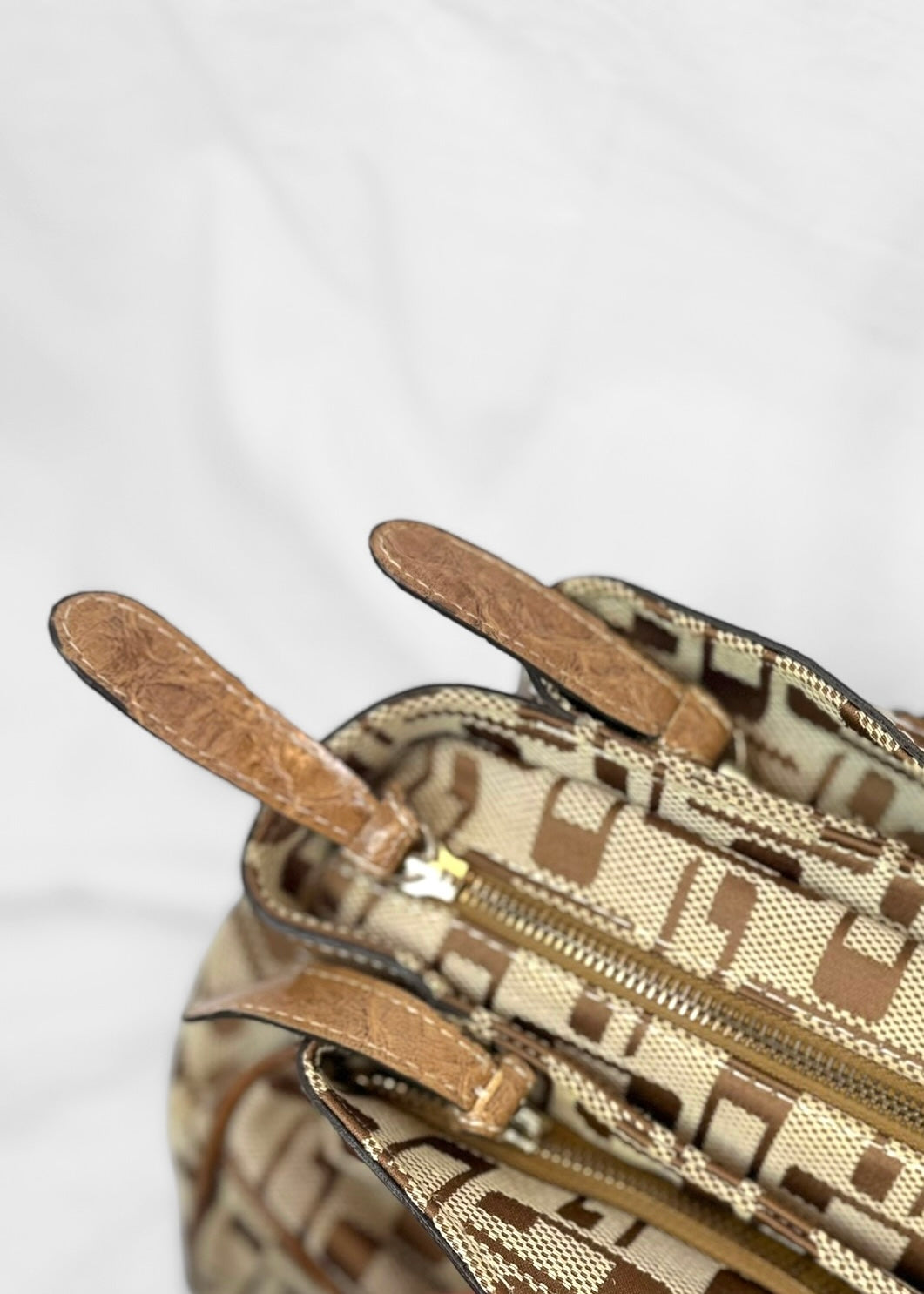 Vintage Guess Bag in Brown Monogram Silver Details