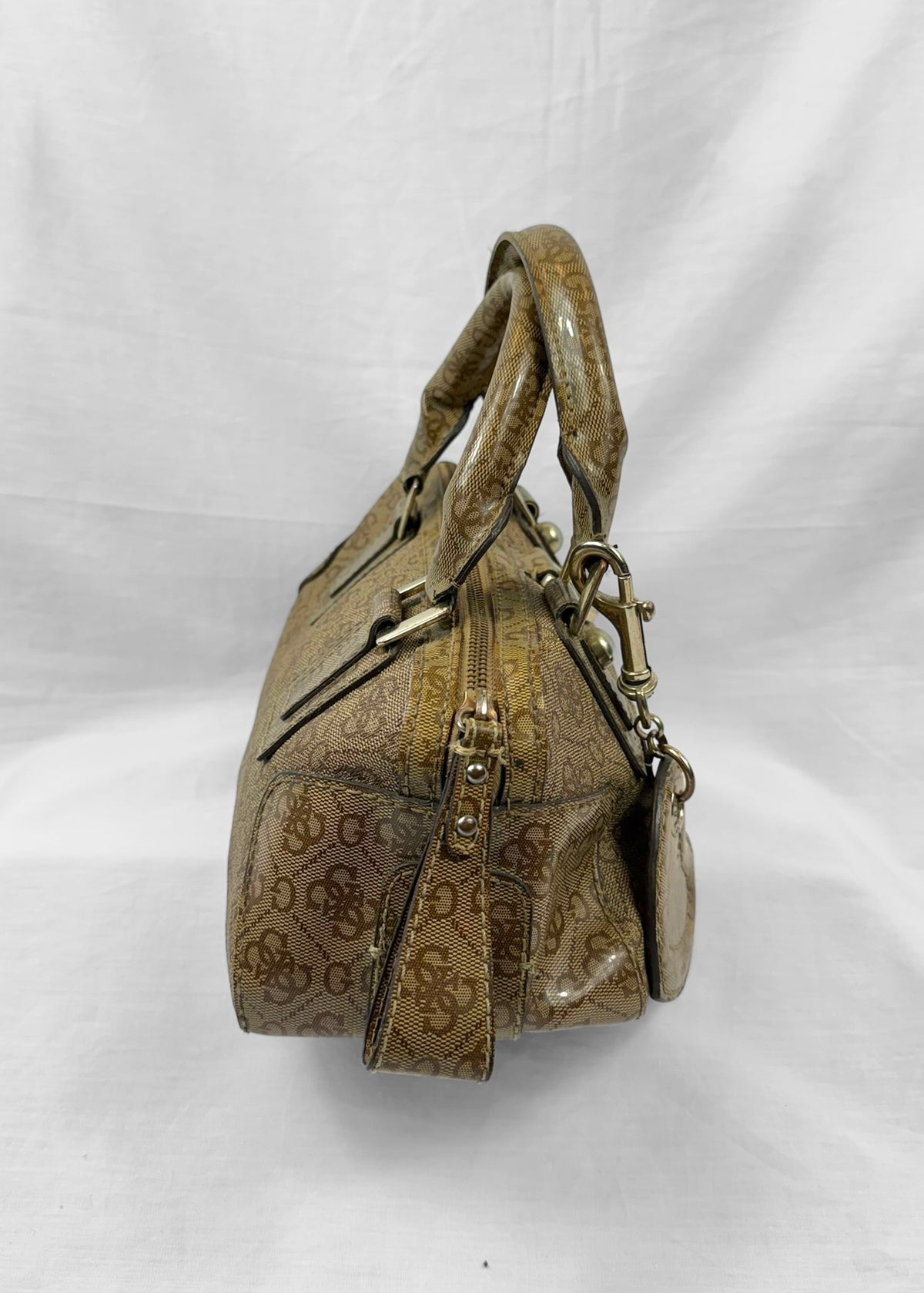 Vintage Guess Bag Brown Monogram with Heart Charm
