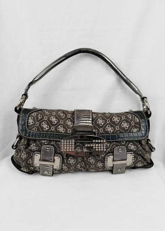 Vintage Guess Bag in Grey Denim Silver