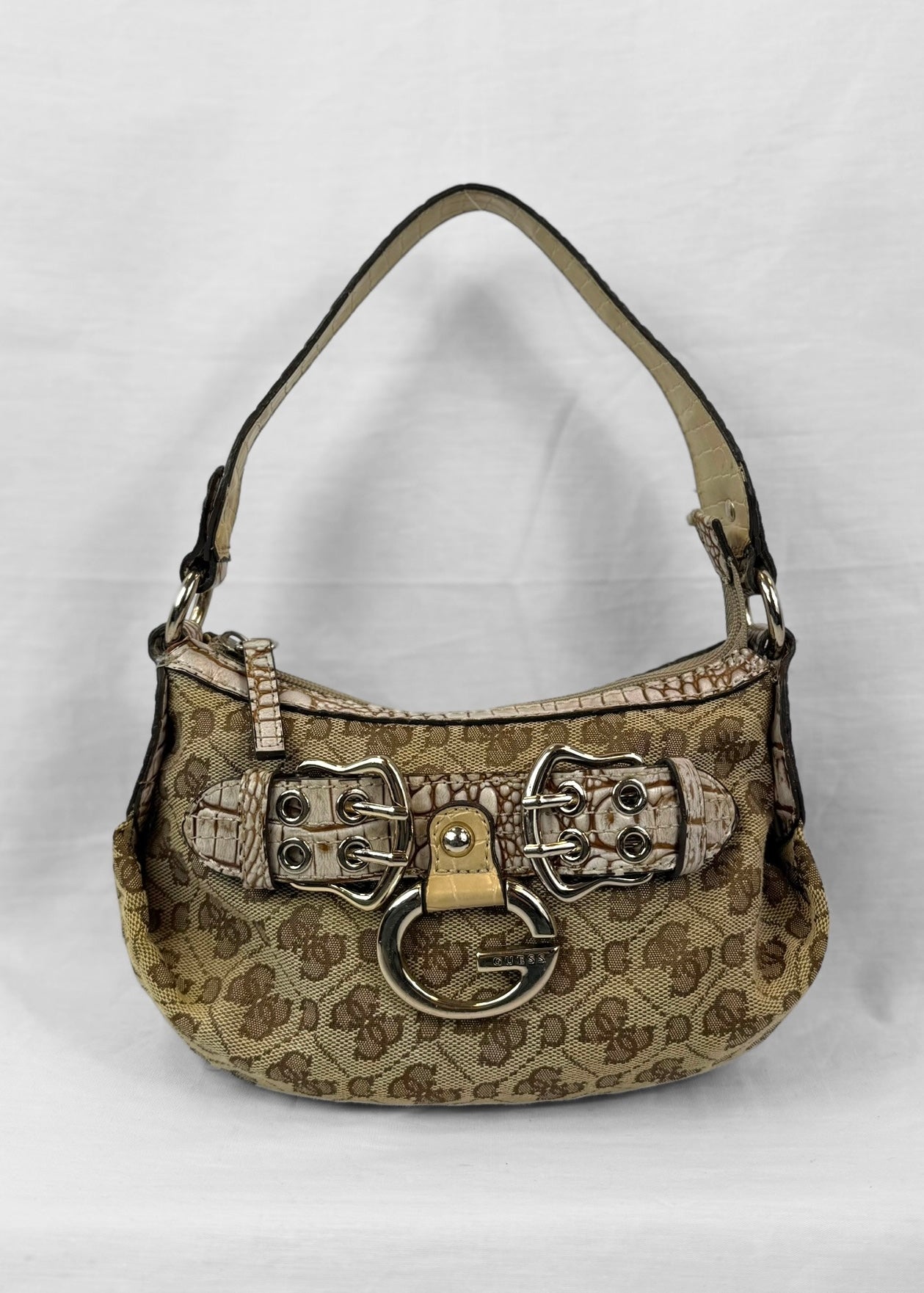 Vintage Guess Bag in Beige Croco