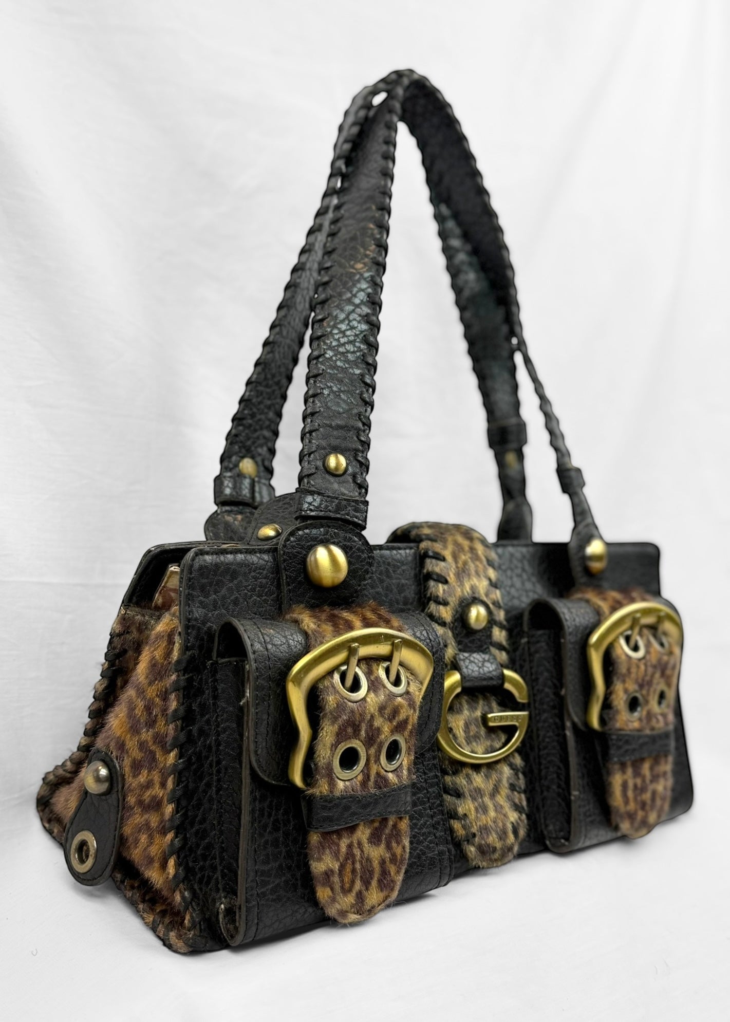 Vintage Guess Bag in Black Leopard