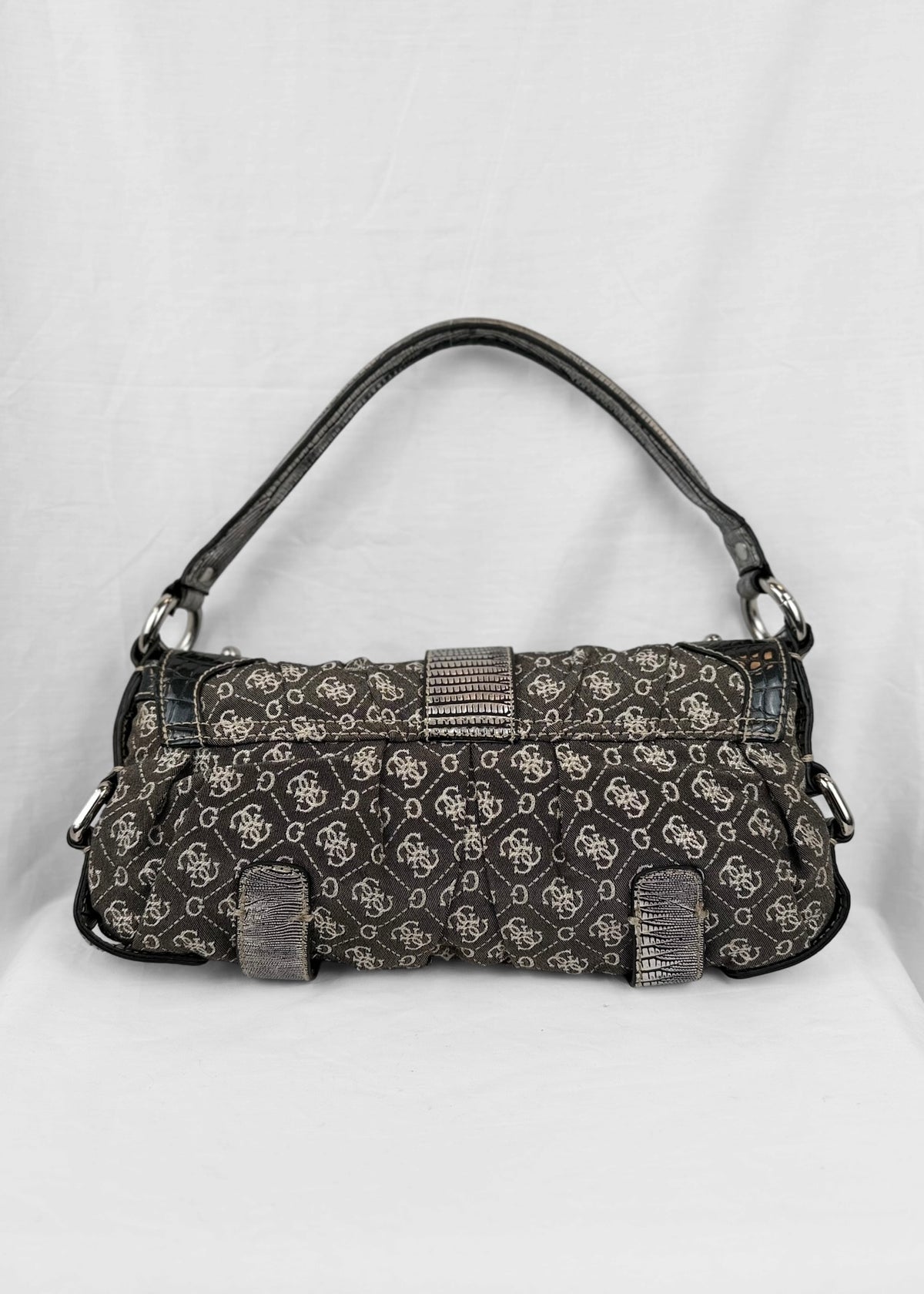 Vintage Guess Bag in Grey Denim Silver