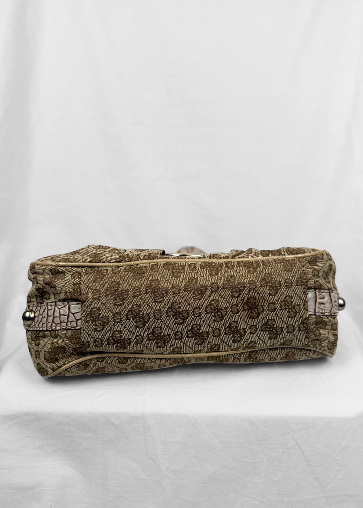 Vintage Guess Bag Cream Croco Belt Detail Silver