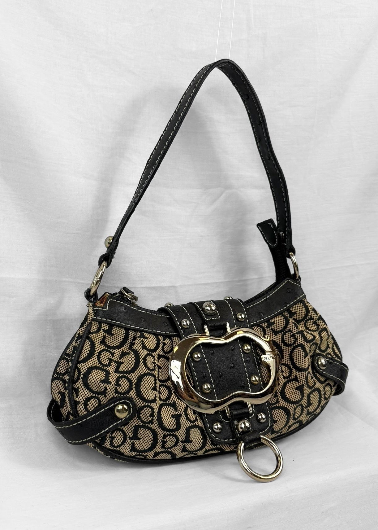 Vintage Guess Bag Ultra Rare in Black Monogram Silver