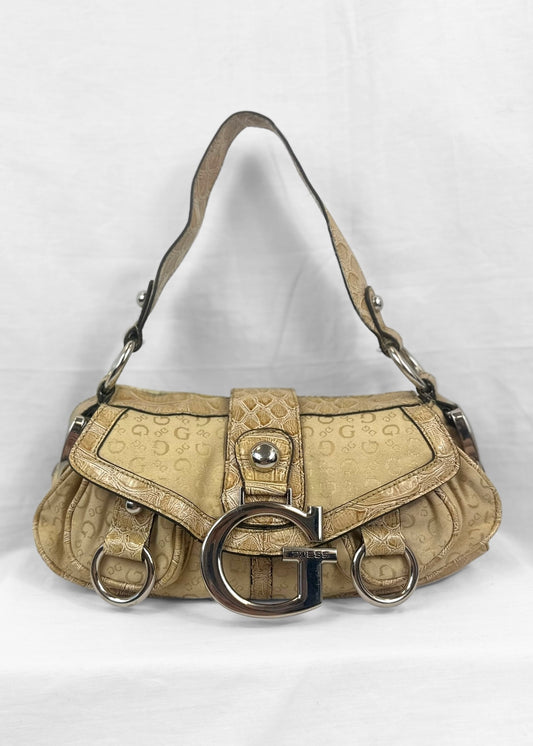 Vintage Guess Bag in Cream Monogram and Silver G