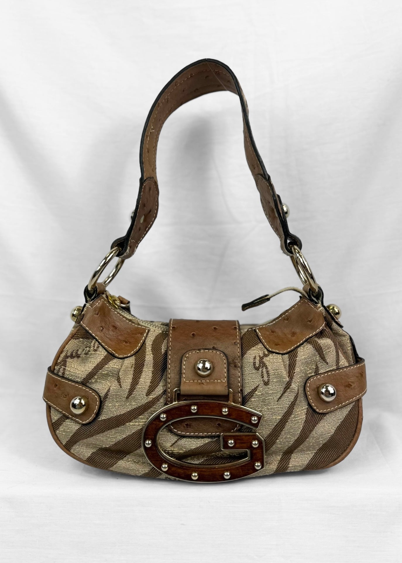 Vintage Guess Bag Brown Zebra Wood