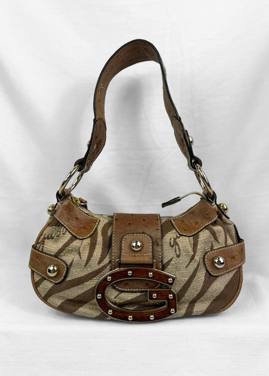 Vintage Guess Bag Brown Zebra Wood