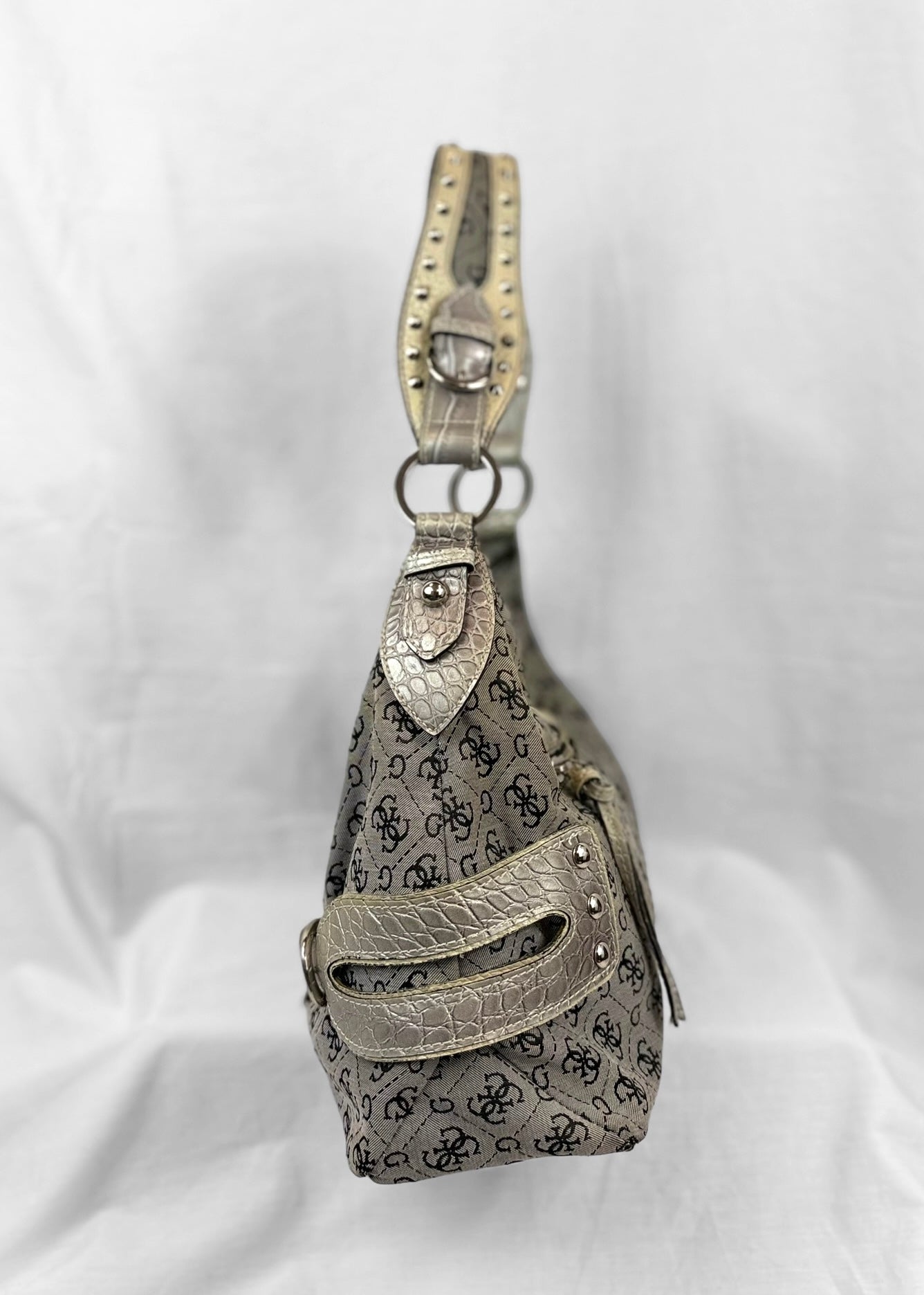Vintage Guess Bag in Grey Studded Slouchy