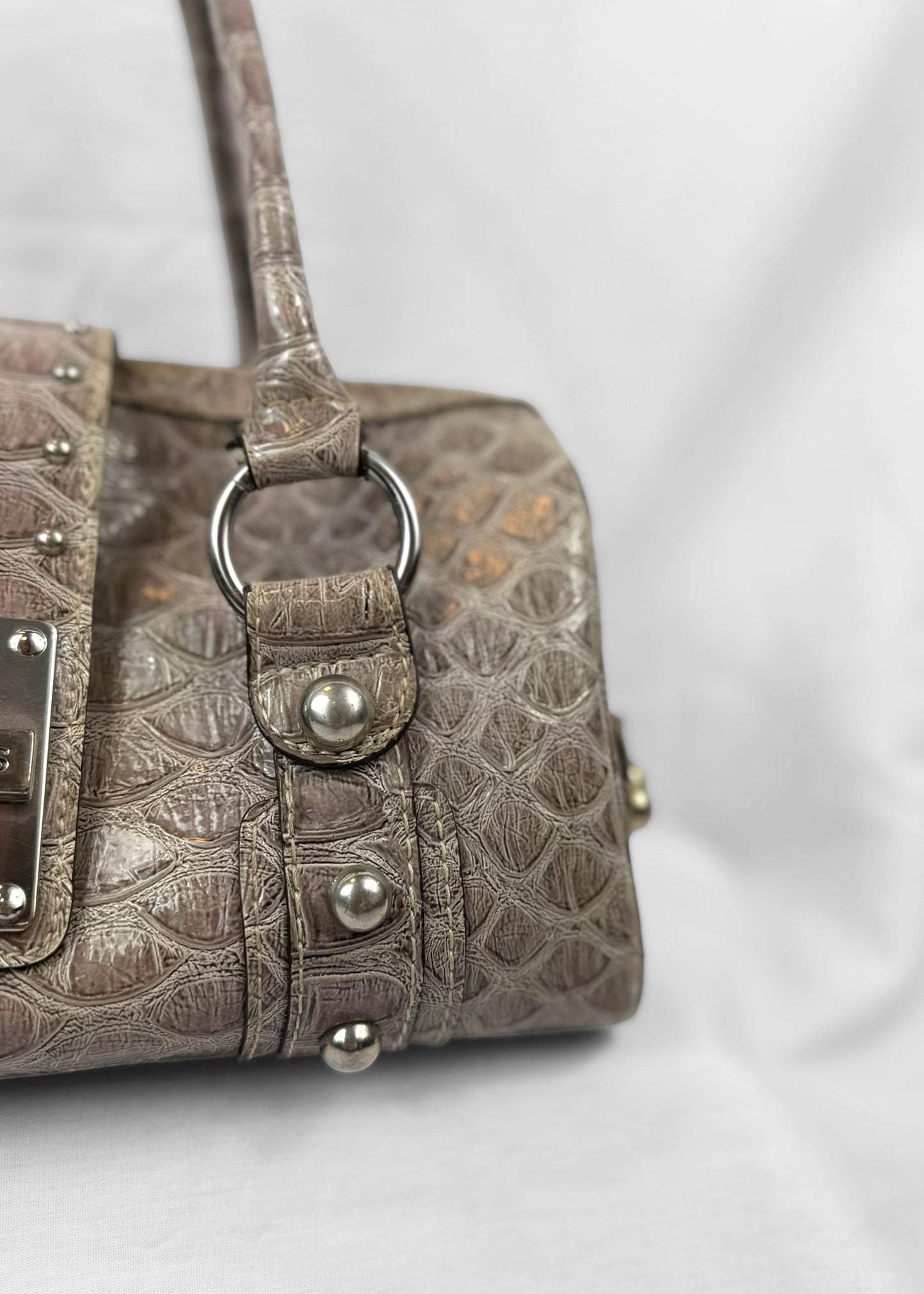 Vintage Guess Beige Brown Croco Bag