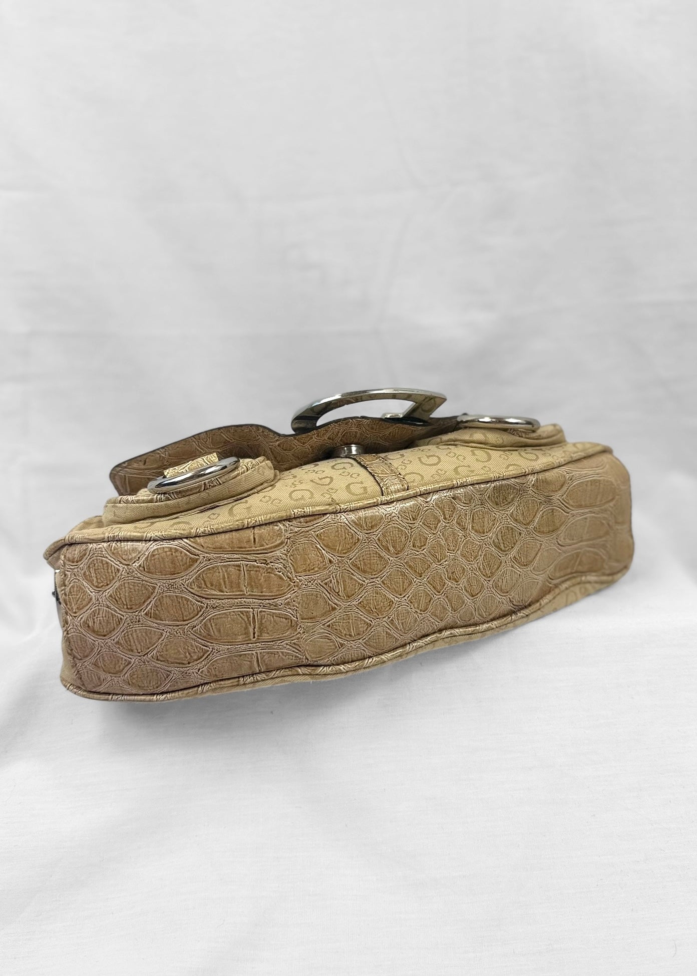 Vintage Guess Bag in Cream Monogram and Silver G