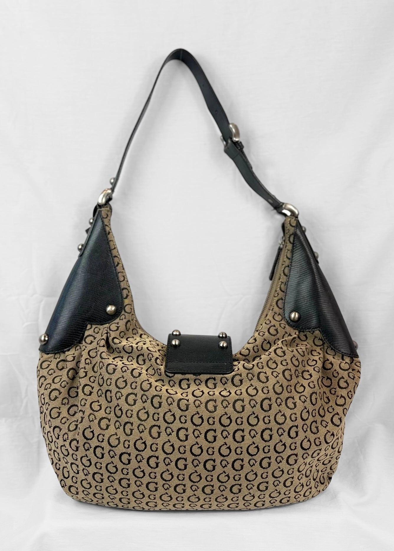 Vintage Guess Bag in Black Monogram and Studs