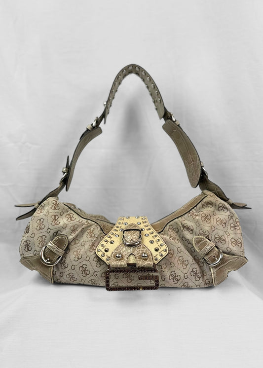 Rare Vintage Guess Bag Cream Studded