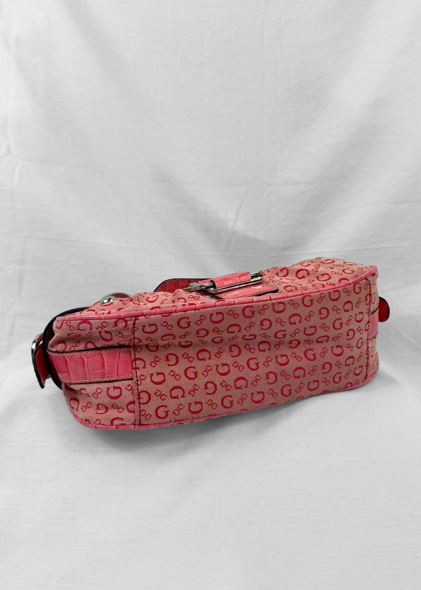 Vintage Guess Bag in Pink Monogram and Silver Details