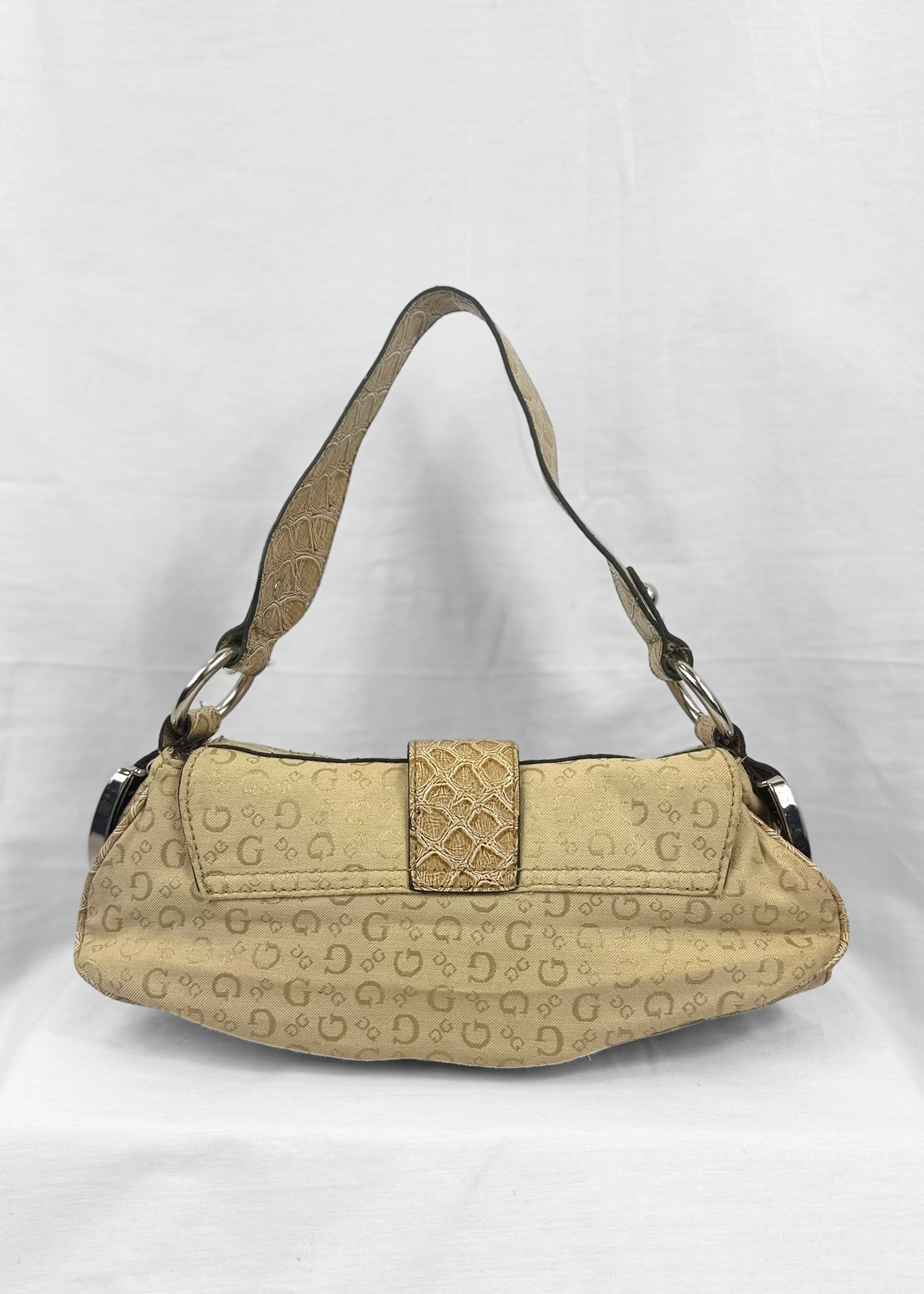 Vintage Guess Bag in Cream Monogram and Silver G