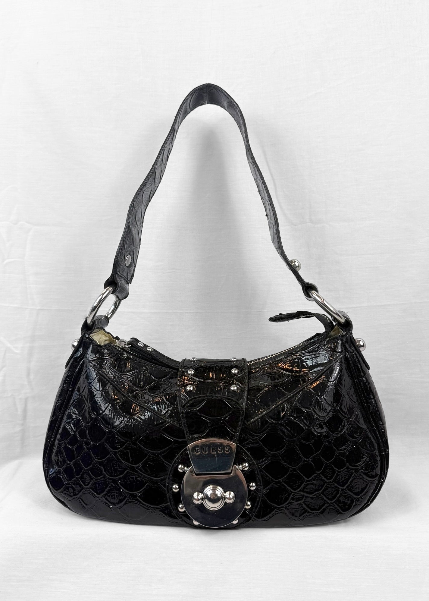 Guess Bag in Black Croco and Silver