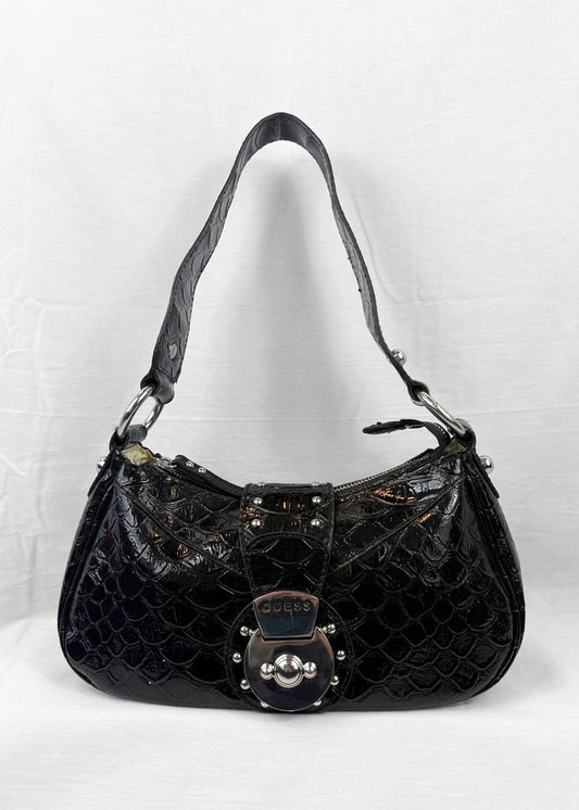 Guess Bag in Black Croco and Silver